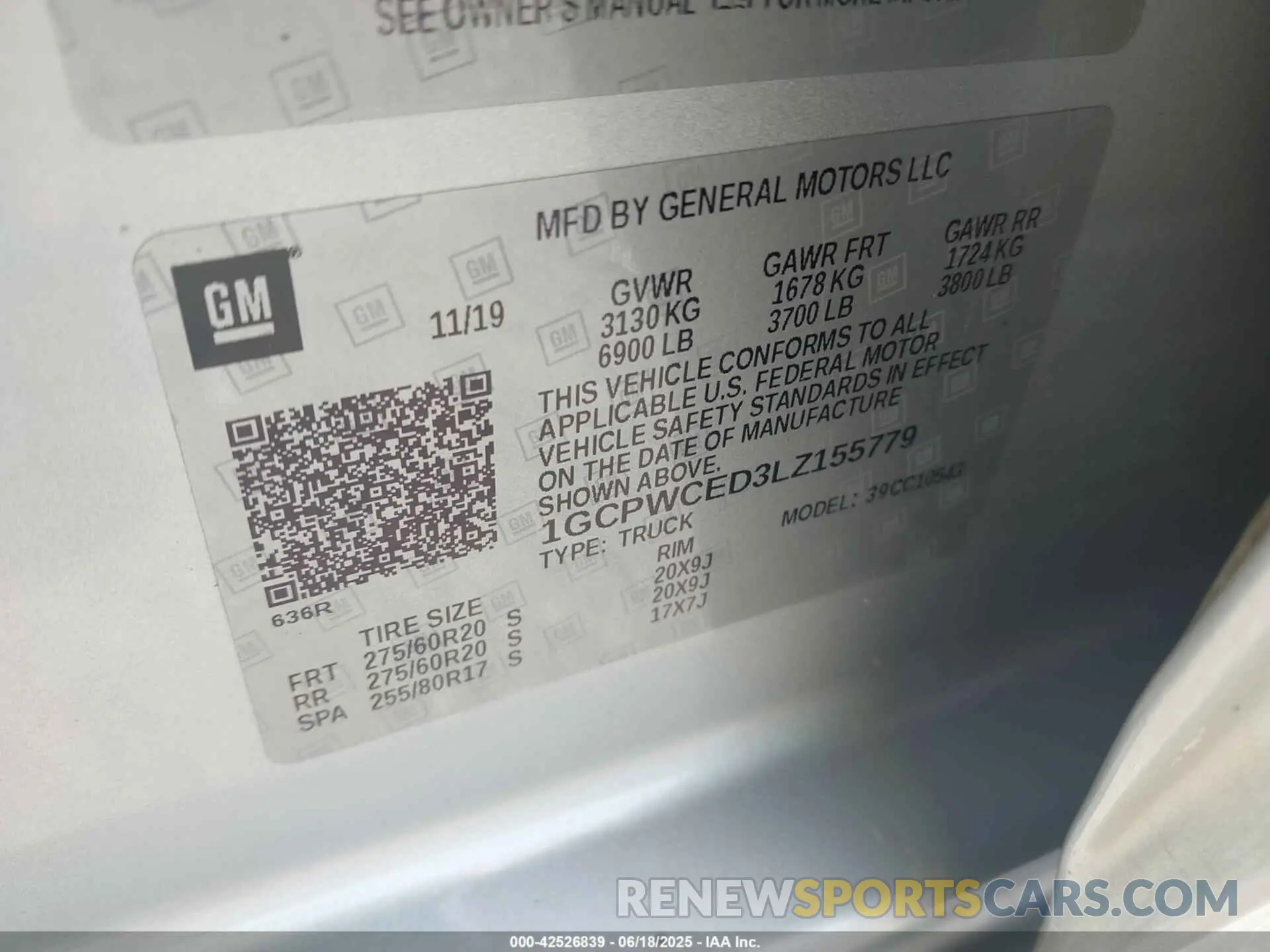 9 Photograph of a damaged car 1GCPWCED3LZ155779 CHEVROLET SILVERADO 1500 2020