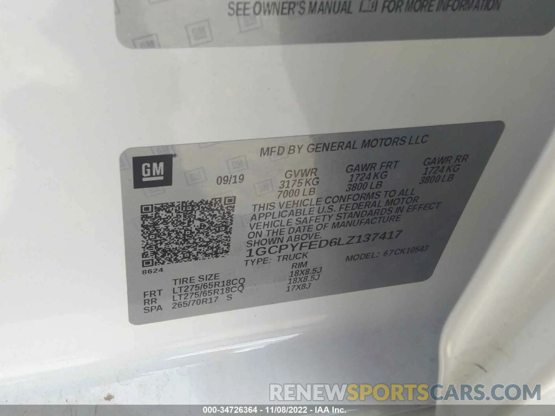 9 Photograph of a damaged car 1GCPYFED6LZ137417 CHEVROLET SILVERADO 1500 2020