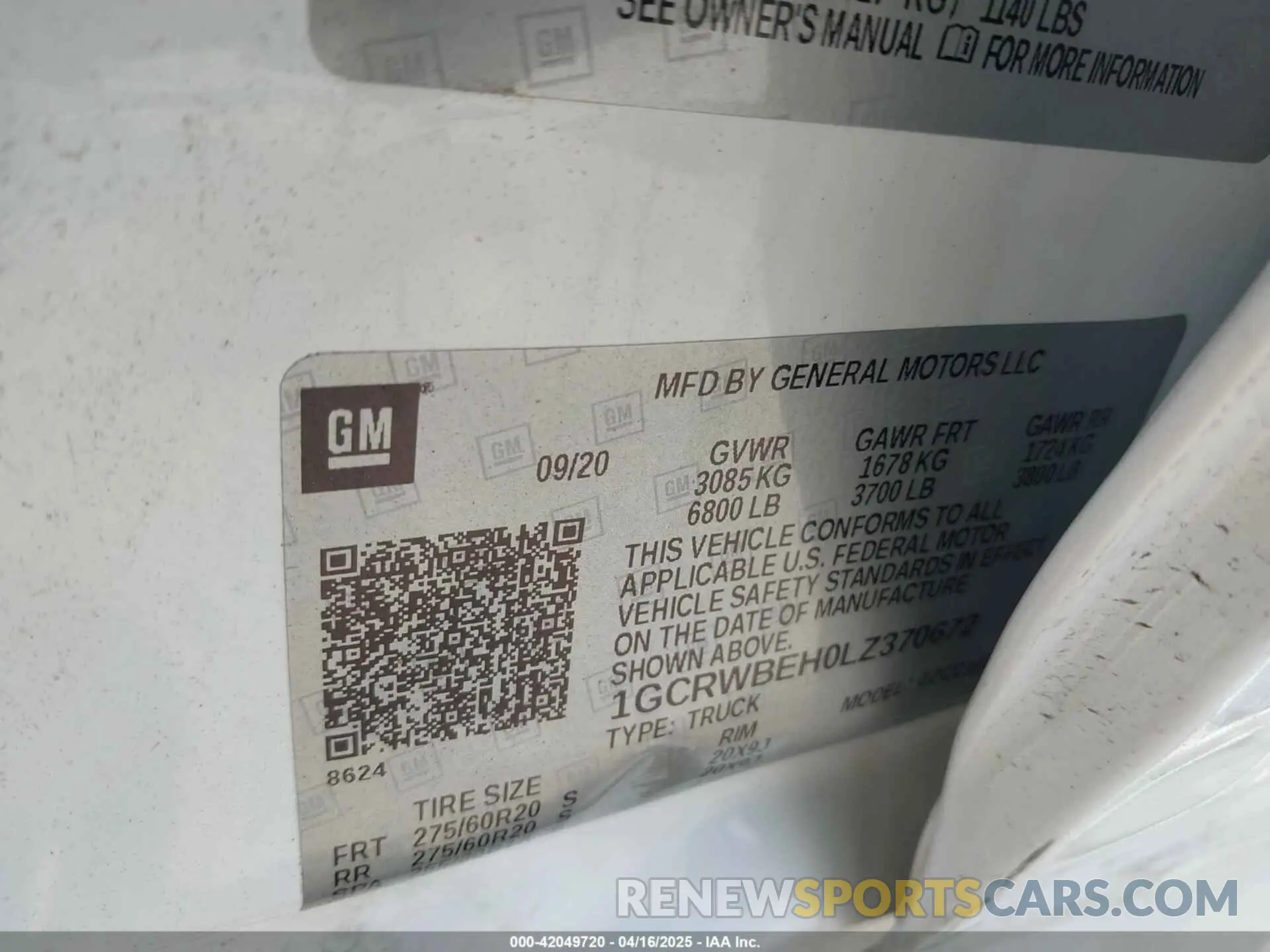9 Photograph of a damaged car 1GCRWBEH0LZ370672 CHEVROLET SILVERADO 1500 2020