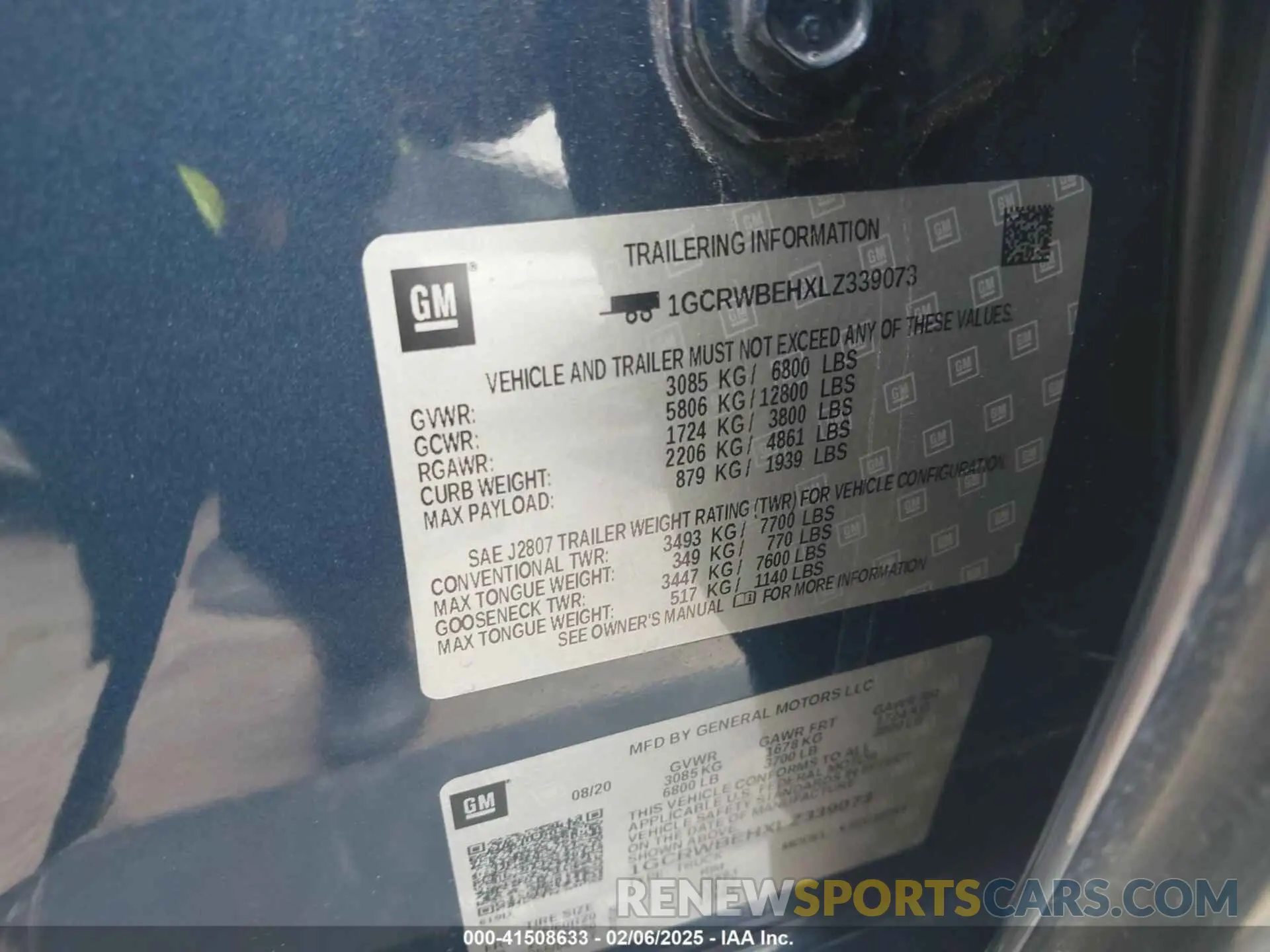 9 Photograph of a damaged car 1GCRWBEHXLZ339073 CHEVROLET SILVERADO 1500 2020