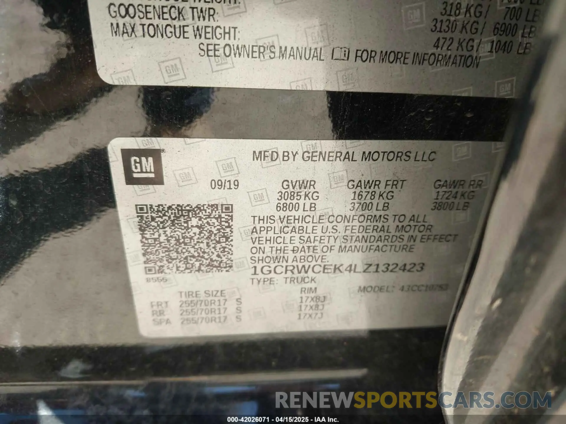 9 Photograph of a damaged car 1GCRWCEK4LZ132423 CHEVROLET SILVERADO 1500 2020