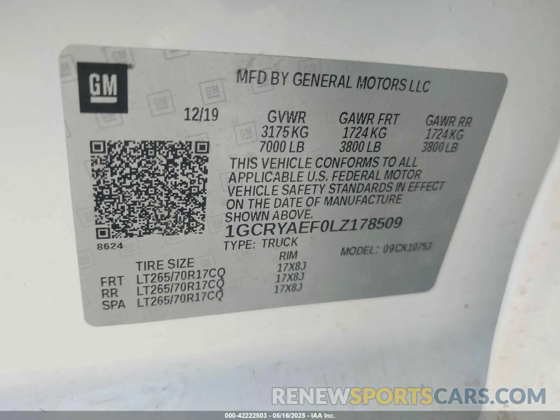 9 Photograph of a damaged car 1GCRYAEF0LZ178509 CHEVROLET SILVERADO 1500 2020