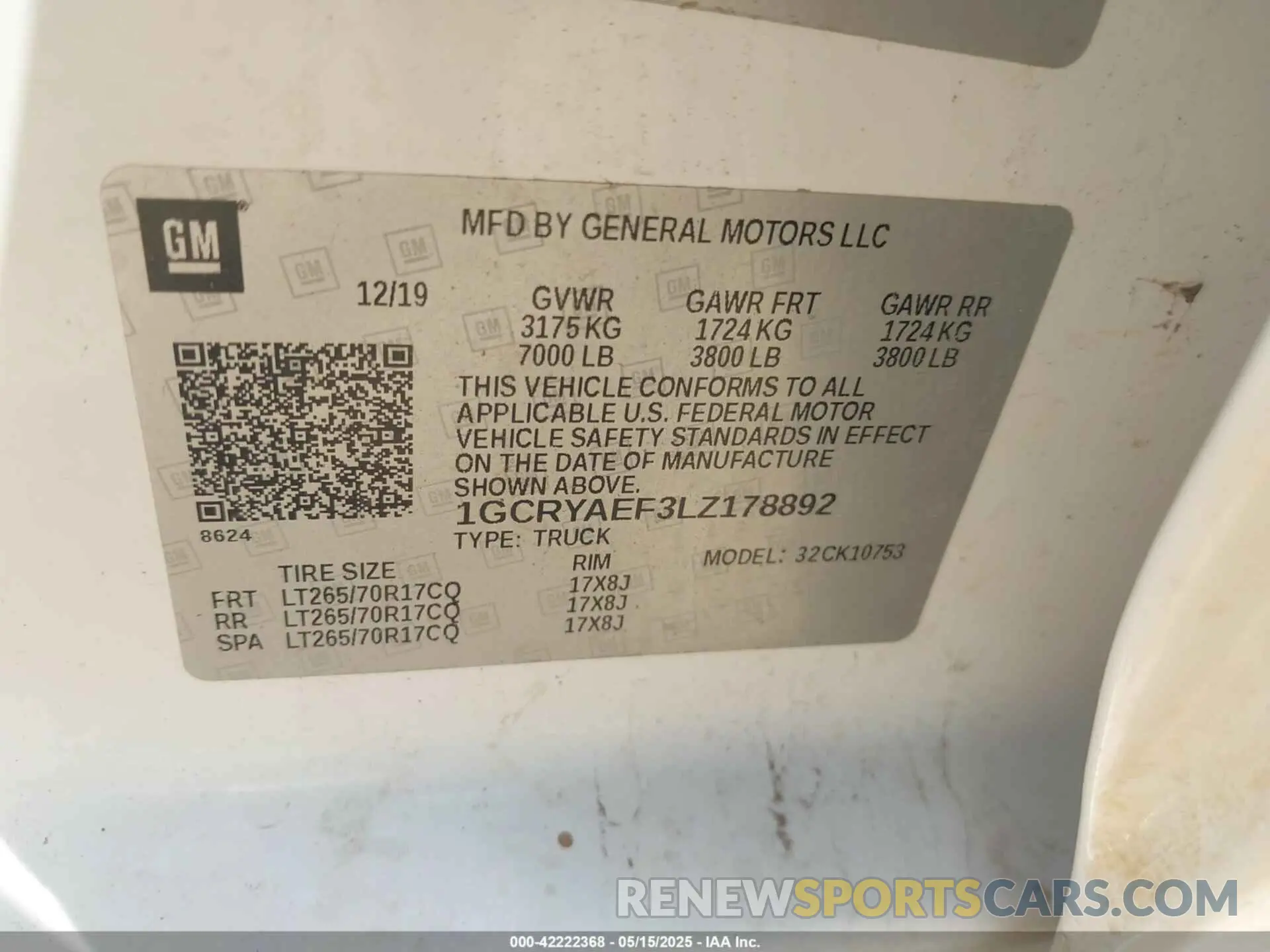 9 Photograph of a damaged car 1GCRYAEF3LZ178892 CHEVROLET SILVERADO 1500 2020