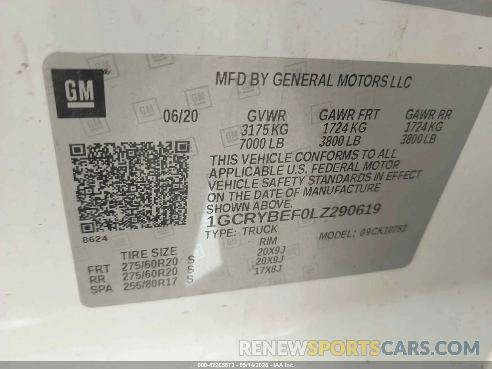 9 Photograph of a damaged car 1GCRYBEF0LZ290619 CHEVROLET SILVERADO 1500 2020