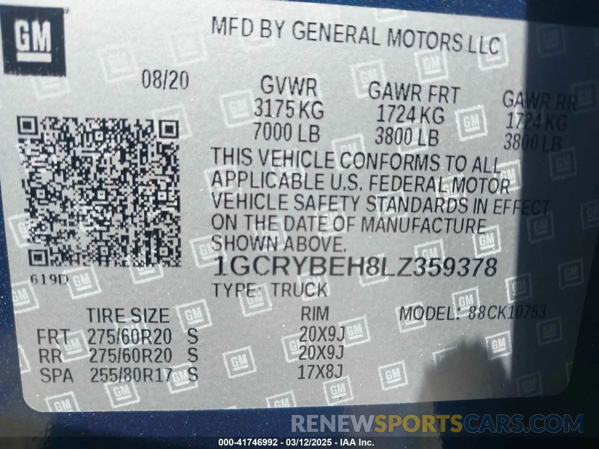 9 Photograph of a damaged car 1GCRYBEH8LZ359378 CHEVROLET SILVERADO 1500 2020