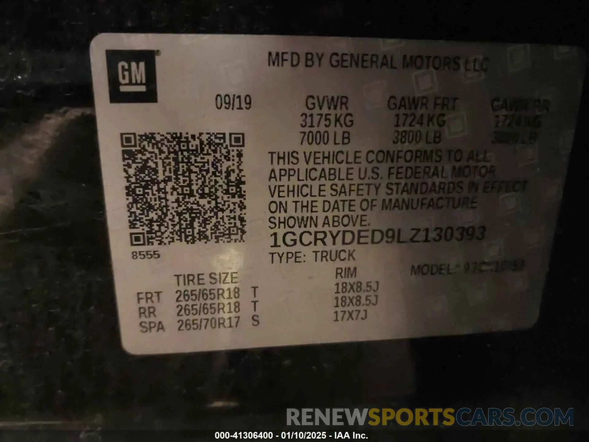 9 Photograph of a damaged car 1GCRYDED9LZ130393 CHEVROLET SILVERADO 1500 2020