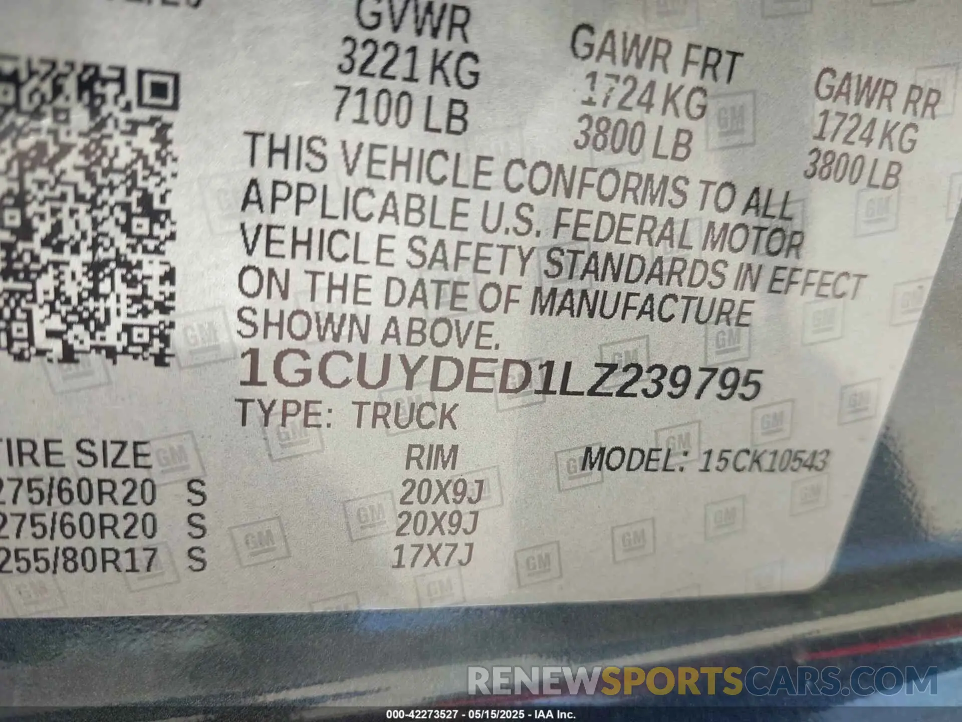 9 Photograph of a damaged car 1GCUYDED1LZ239795 CHEVROLET SILVERADO 1500 2020