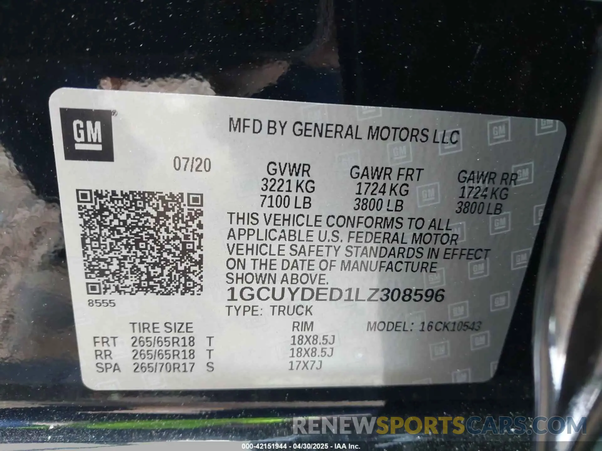 9 Photograph of a damaged car 1GCUYDED1LZ308596 CHEVROLET SILVERADO 1500 2020