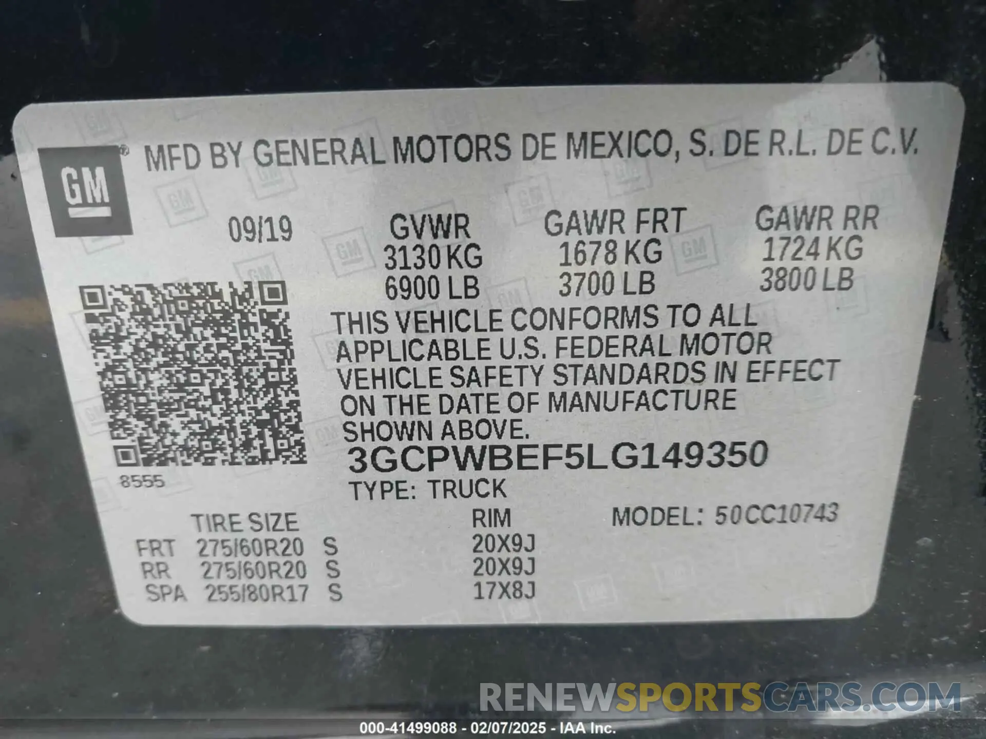9 Photograph of a damaged car 3GCPWBEF5LG149350 CHEVROLET SILVERADO 1500 2020