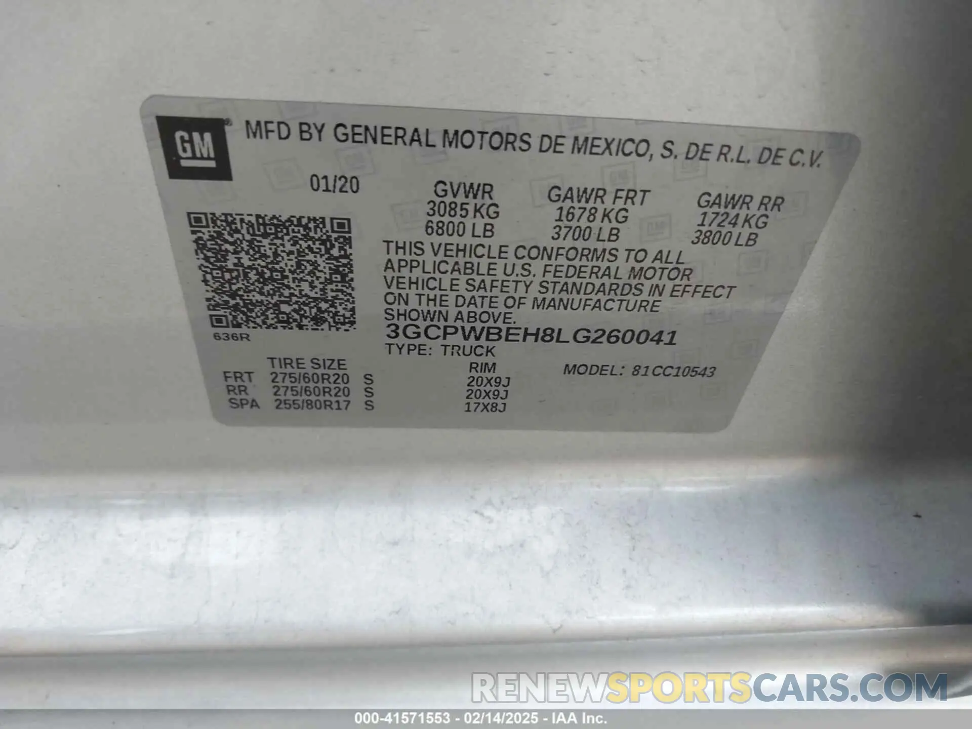 9 Photograph of a damaged car 3GCPWBEH8LG260041 CHEVROLET SILVERADO 1500 2020