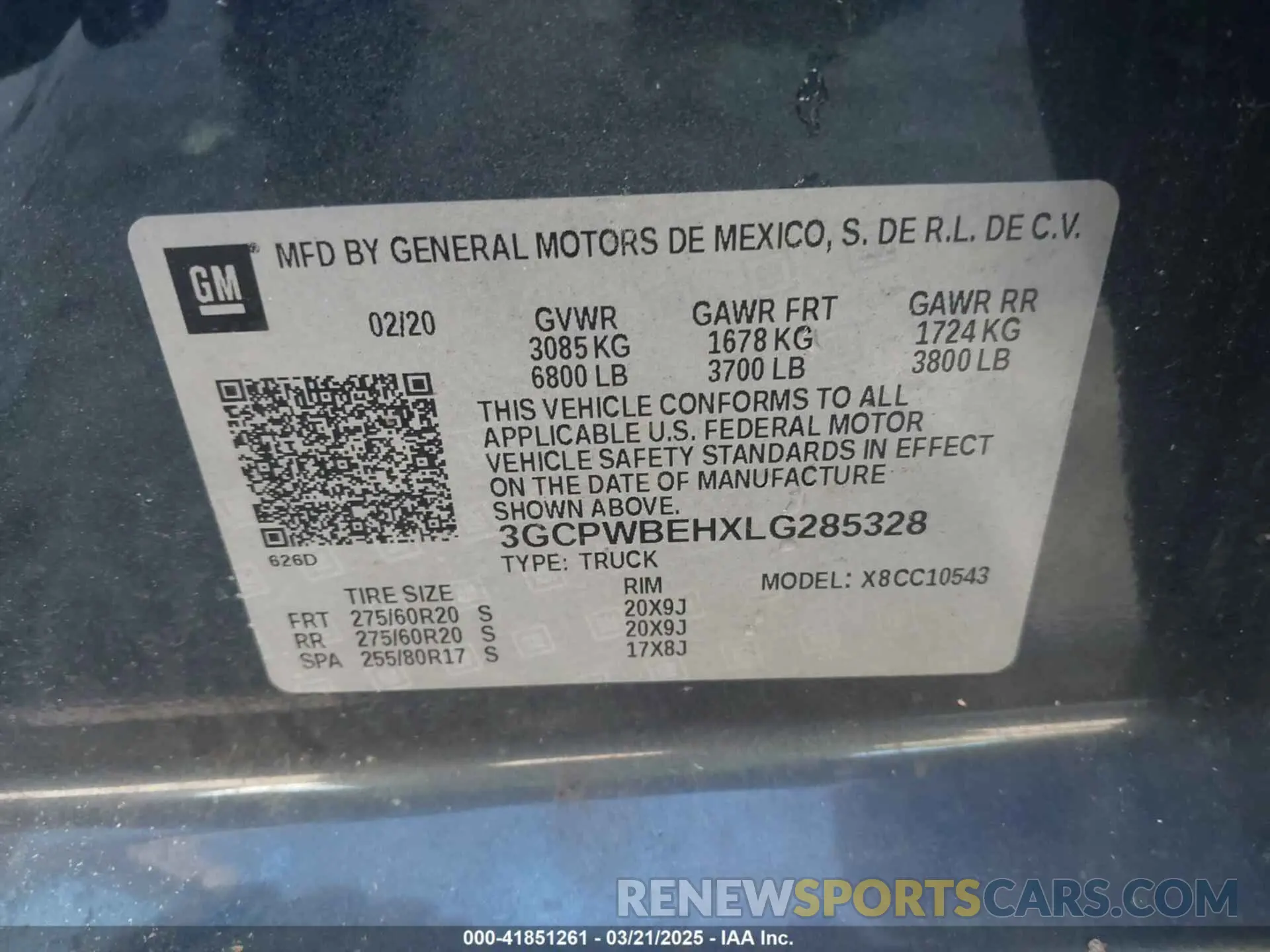 9 Photograph of a damaged car 3GCPWBEHXLG285328 CHEVROLET SILVERADO 1500 2020