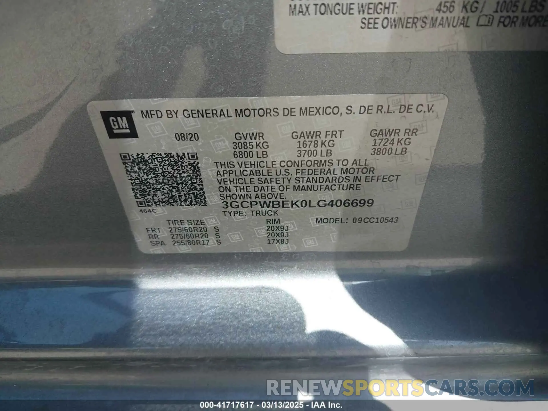 9 Photograph of a damaged car 3GCPWBEK0LG406699 CHEVROLET SILVERADO 1500 2020