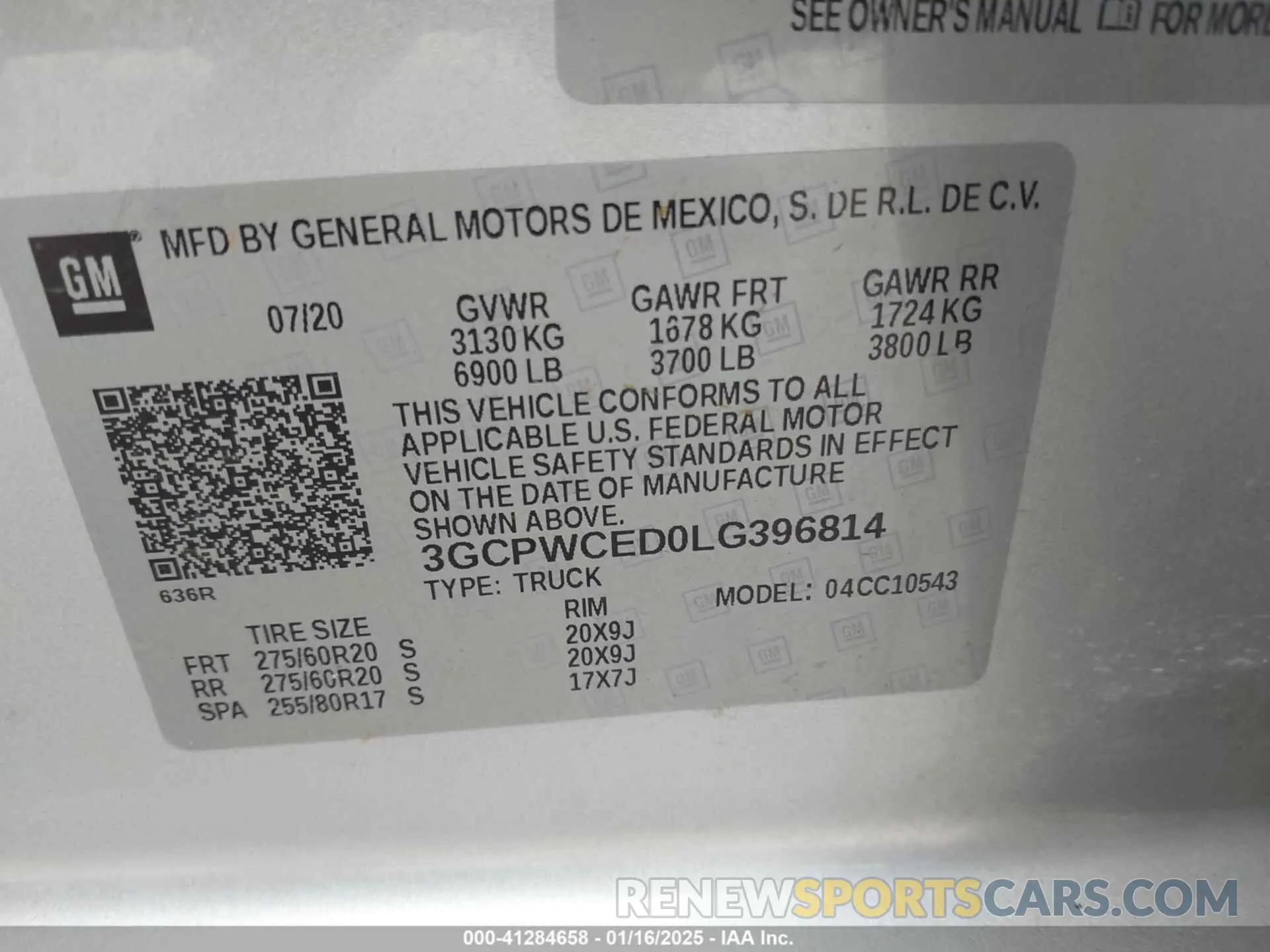 9 Photograph of a damaged car 3GCPWCED0LG396814 CHEVROLET SILVERADO 1500 2020