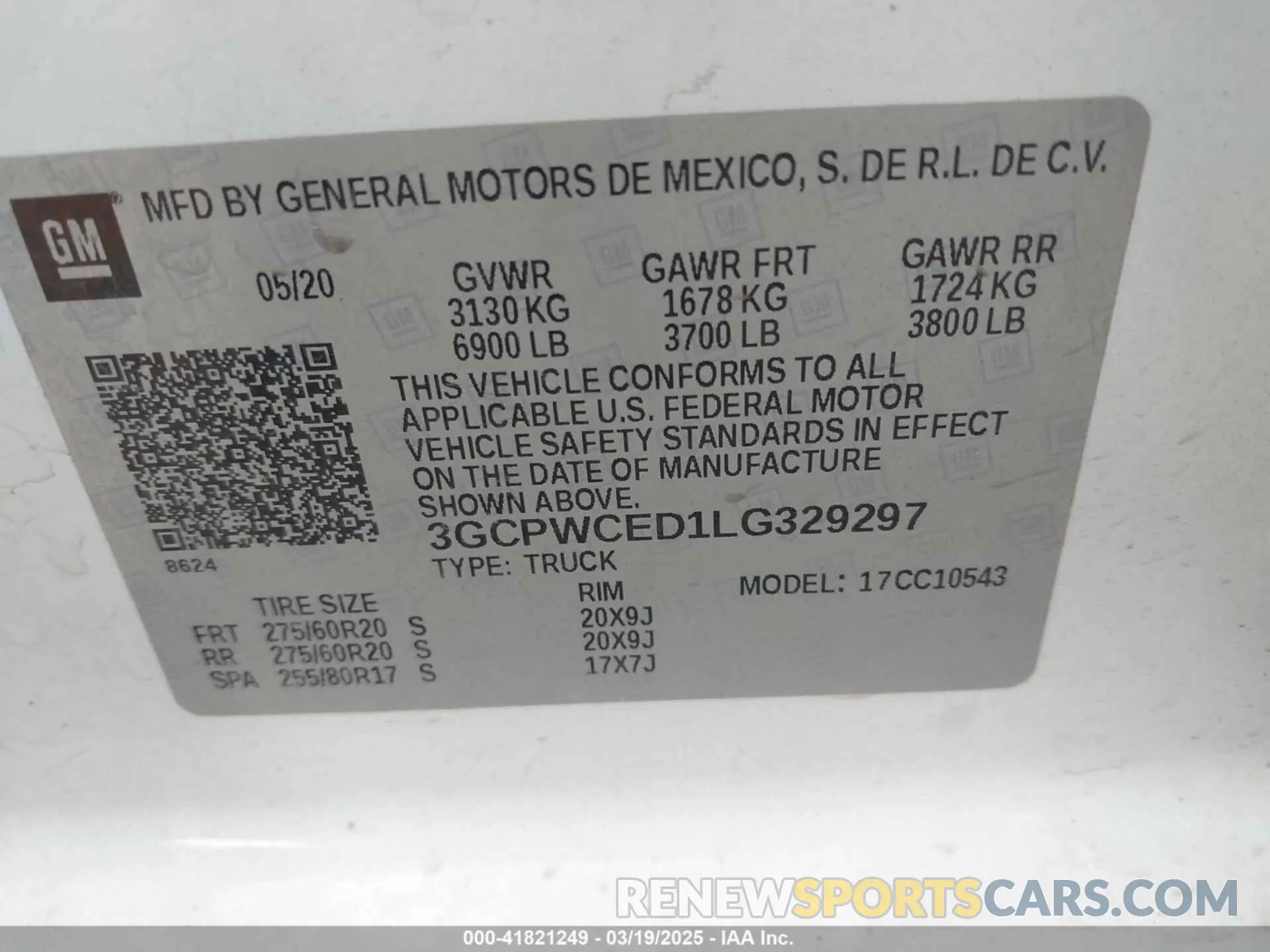 9 Photograph of a damaged car 3GCPWCED1LG329297 CHEVROLET SILVERADO 1500 2020