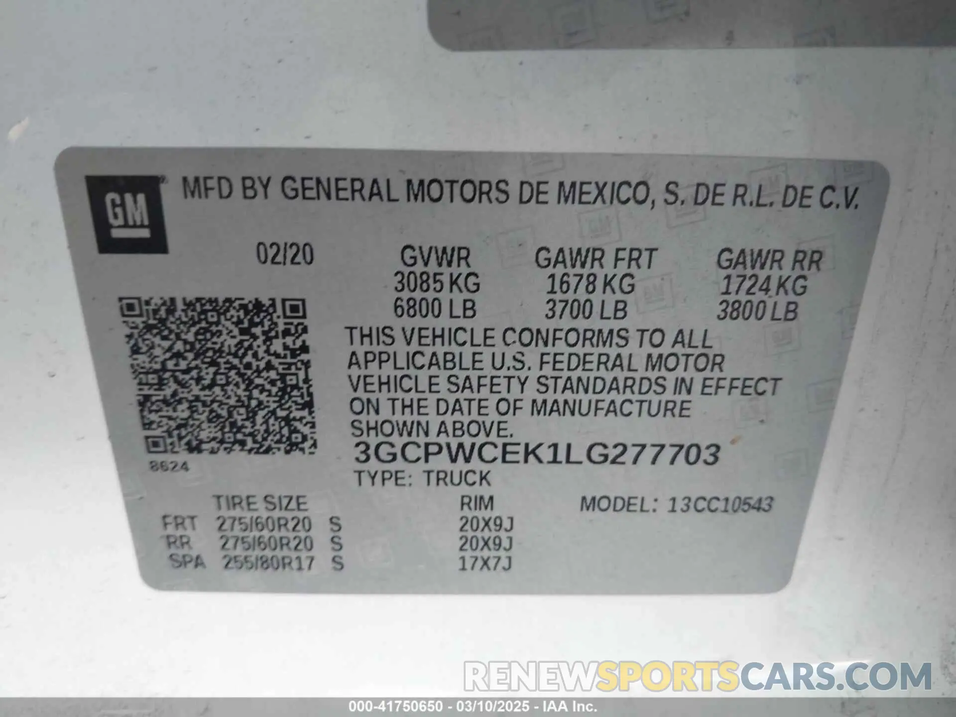 9 Photograph of a damaged car 3GCPWCEK1LG277703 CHEVROLET SILVERADO 1500 2020