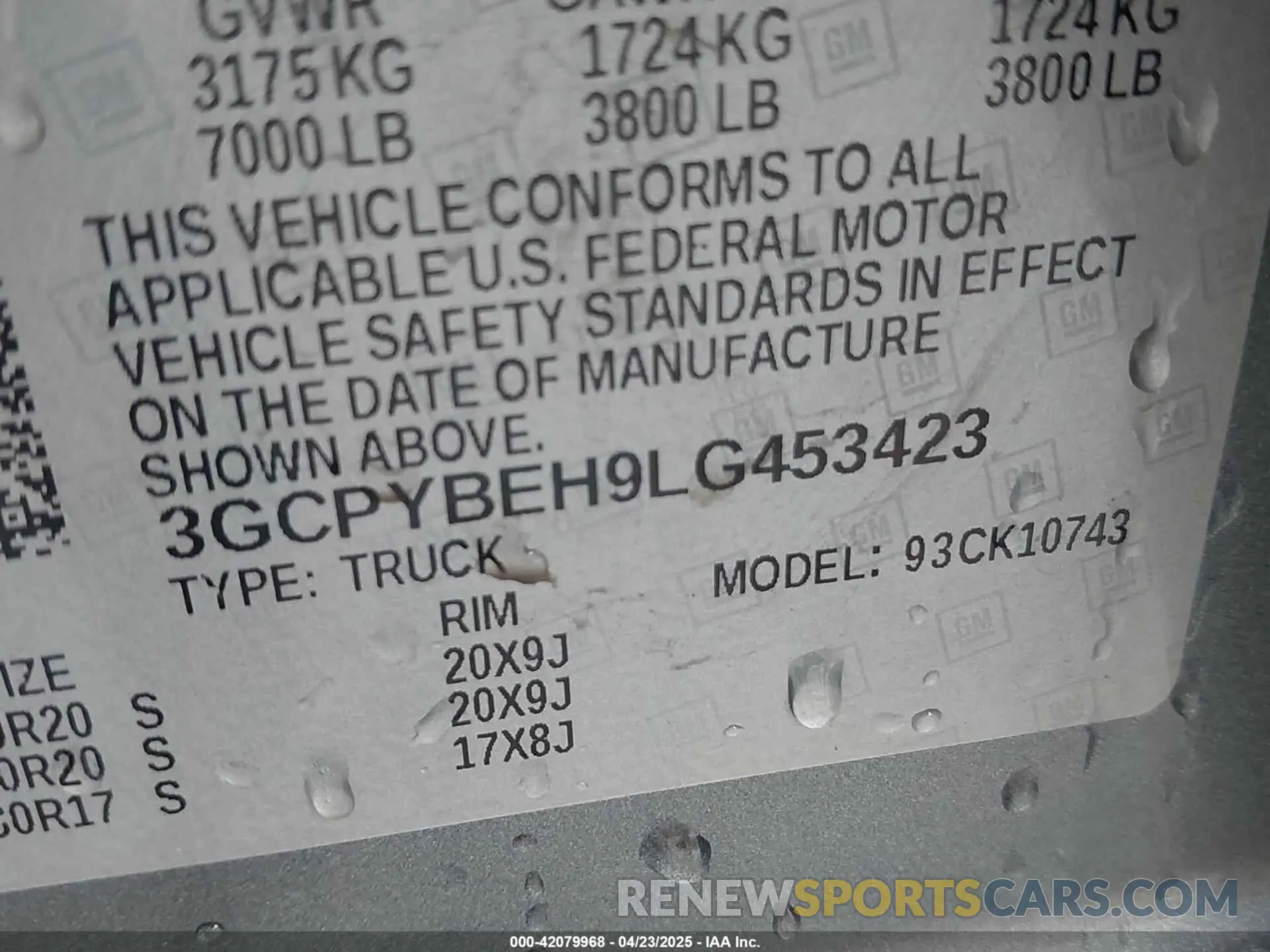 9 Photograph of a damaged car 3GCPYBEH9LG453423 CHEVROLET SILVERADO 1500 2020