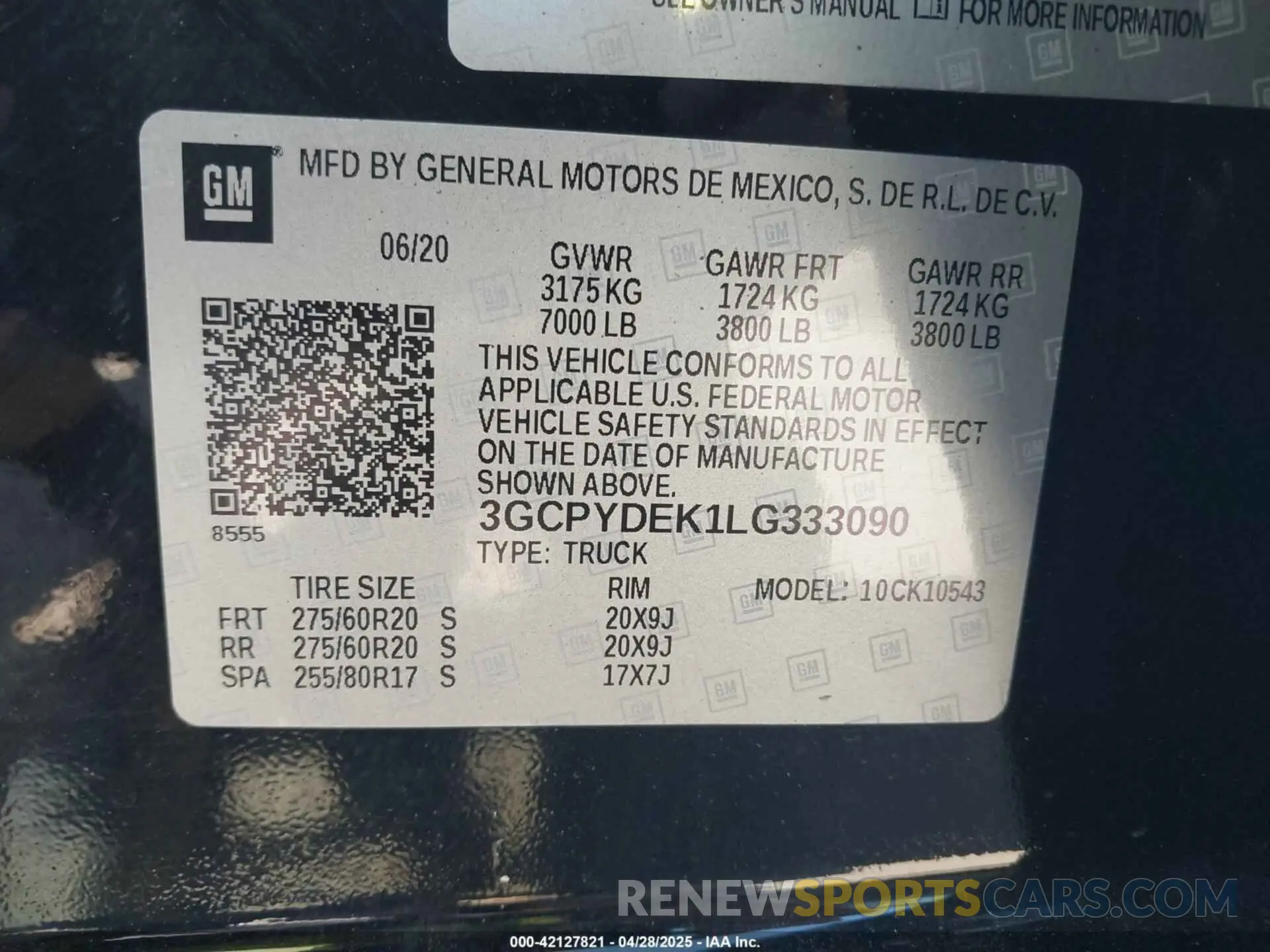 9 Photograph of a damaged car 3GCPYDEK1LG333090 CHEVROLET SILVERADO 1500 2020