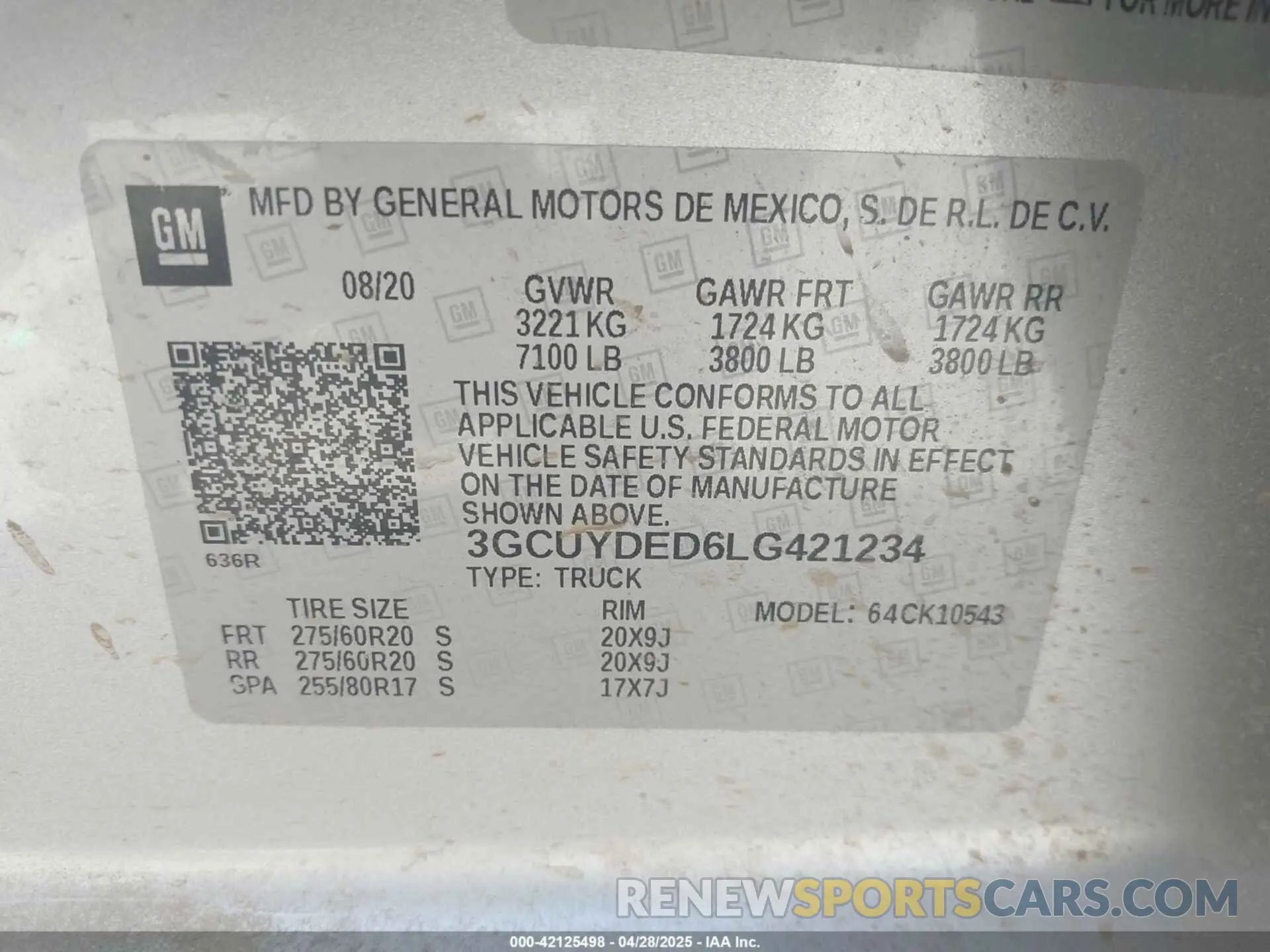 9 Photograph of a damaged car 3GCUYDED6LG421234 CHEVROLET SILVERADO 1500 2020