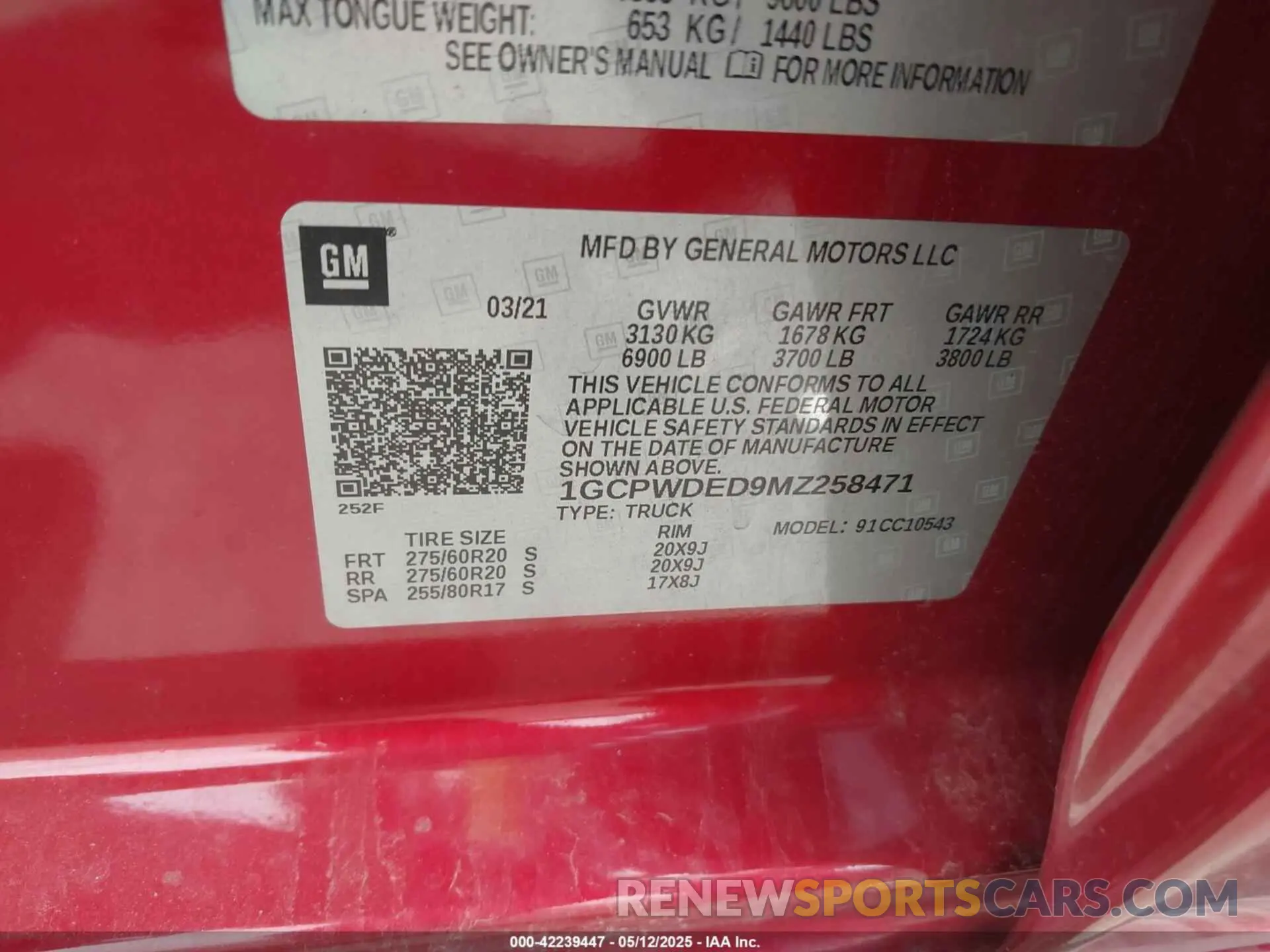 9 Photograph of a damaged car 1GCPWDED9MZ258471 CHEVROLET SILVERADO 1500 2021