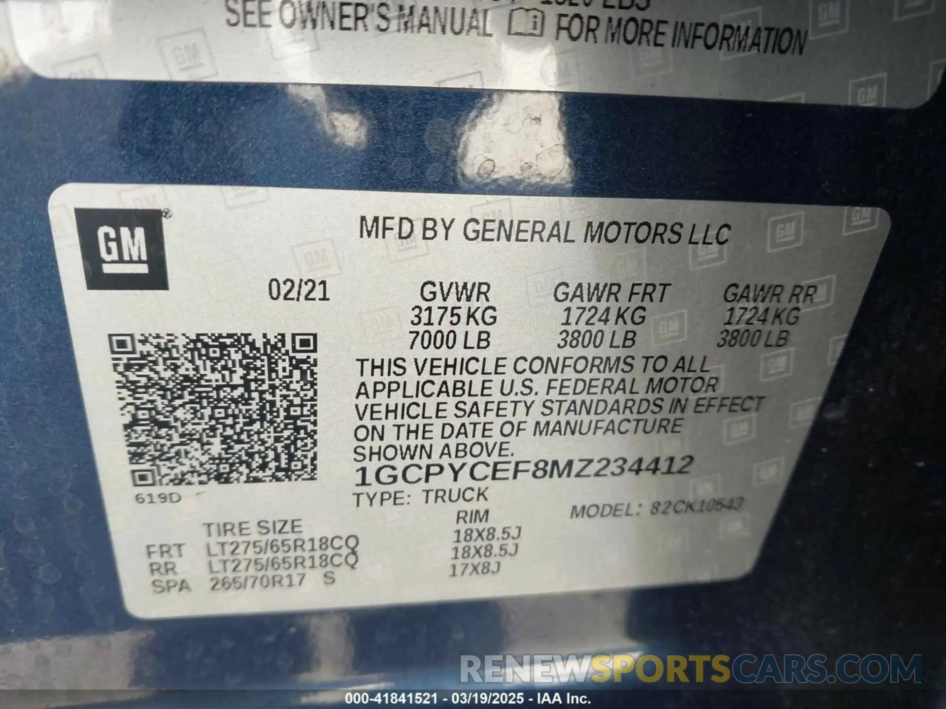 9 Photograph of a damaged car 1GCPYCEF8MZ234412 CHEVROLET SILVERADO 1500 2021