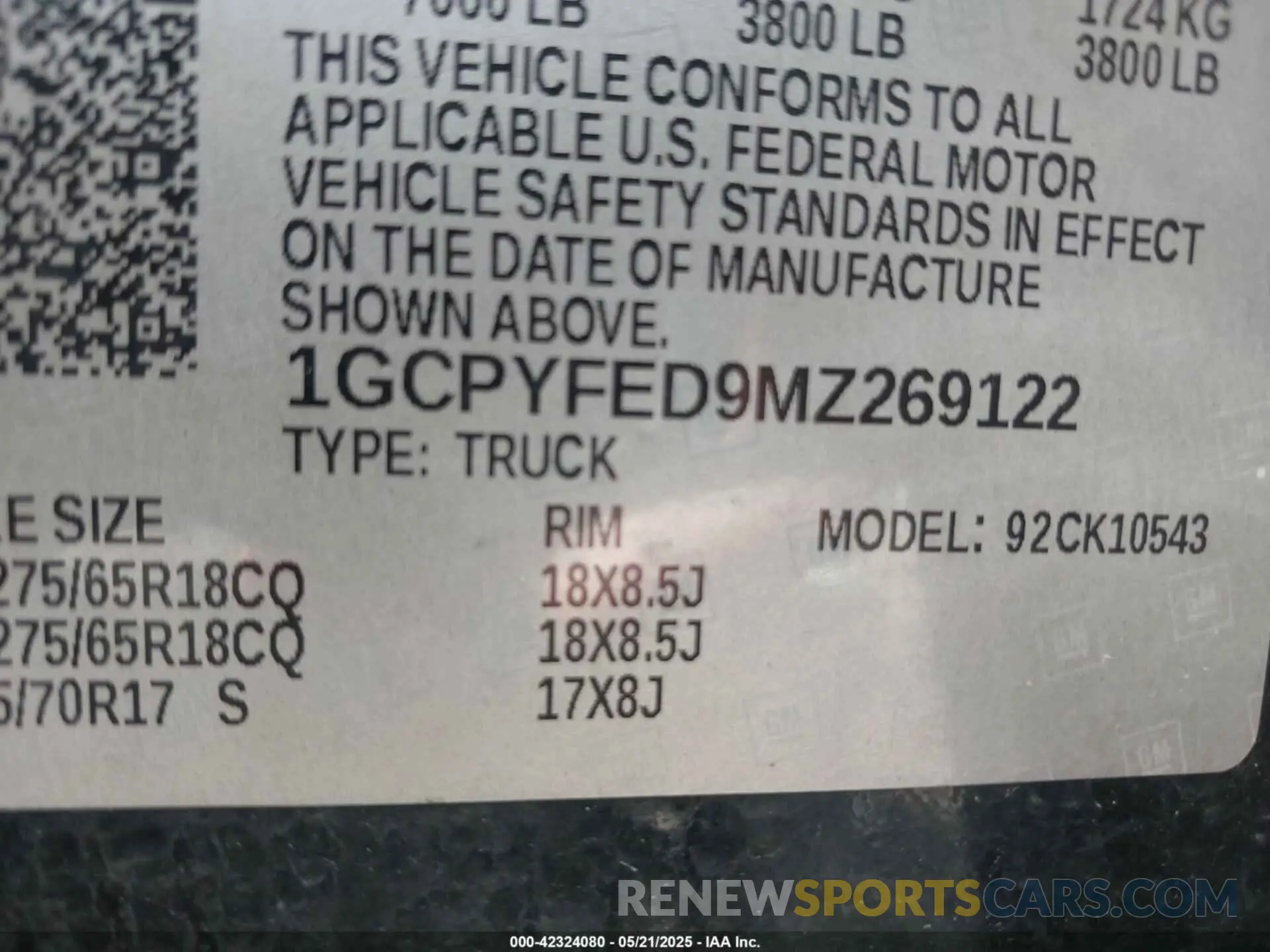 9 Photograph of a damaged car 1GCPYFED9MZ269122 CHEVROLET SILVERADO 1500 2021