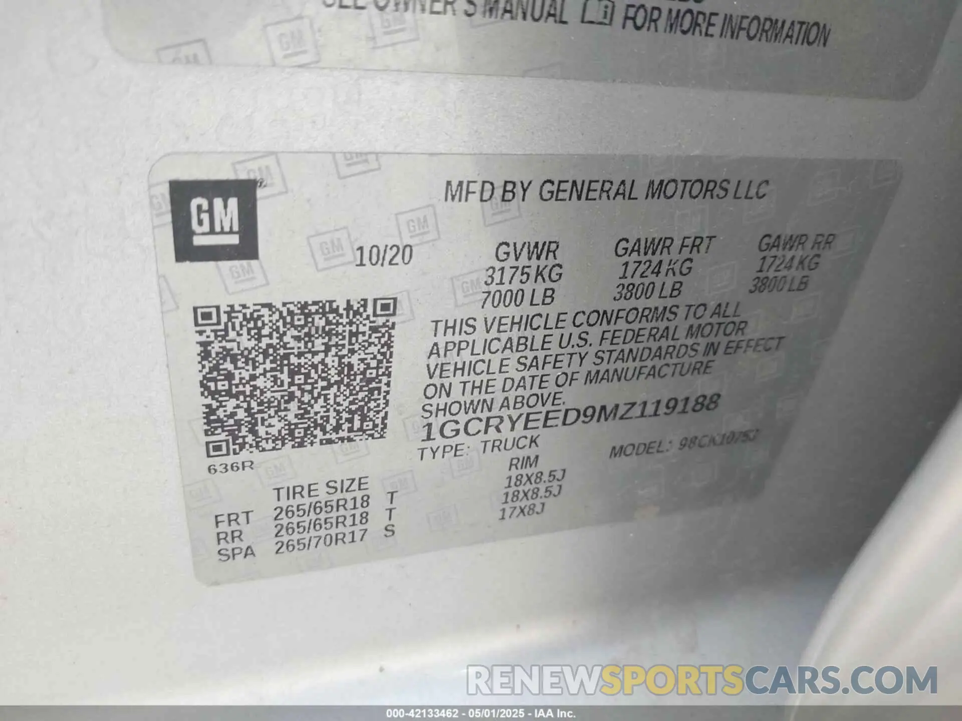 9 Photograph of a damaged car 1GCRYEED9MZ119188 CHEVROLET SILVERADO 1500 2021