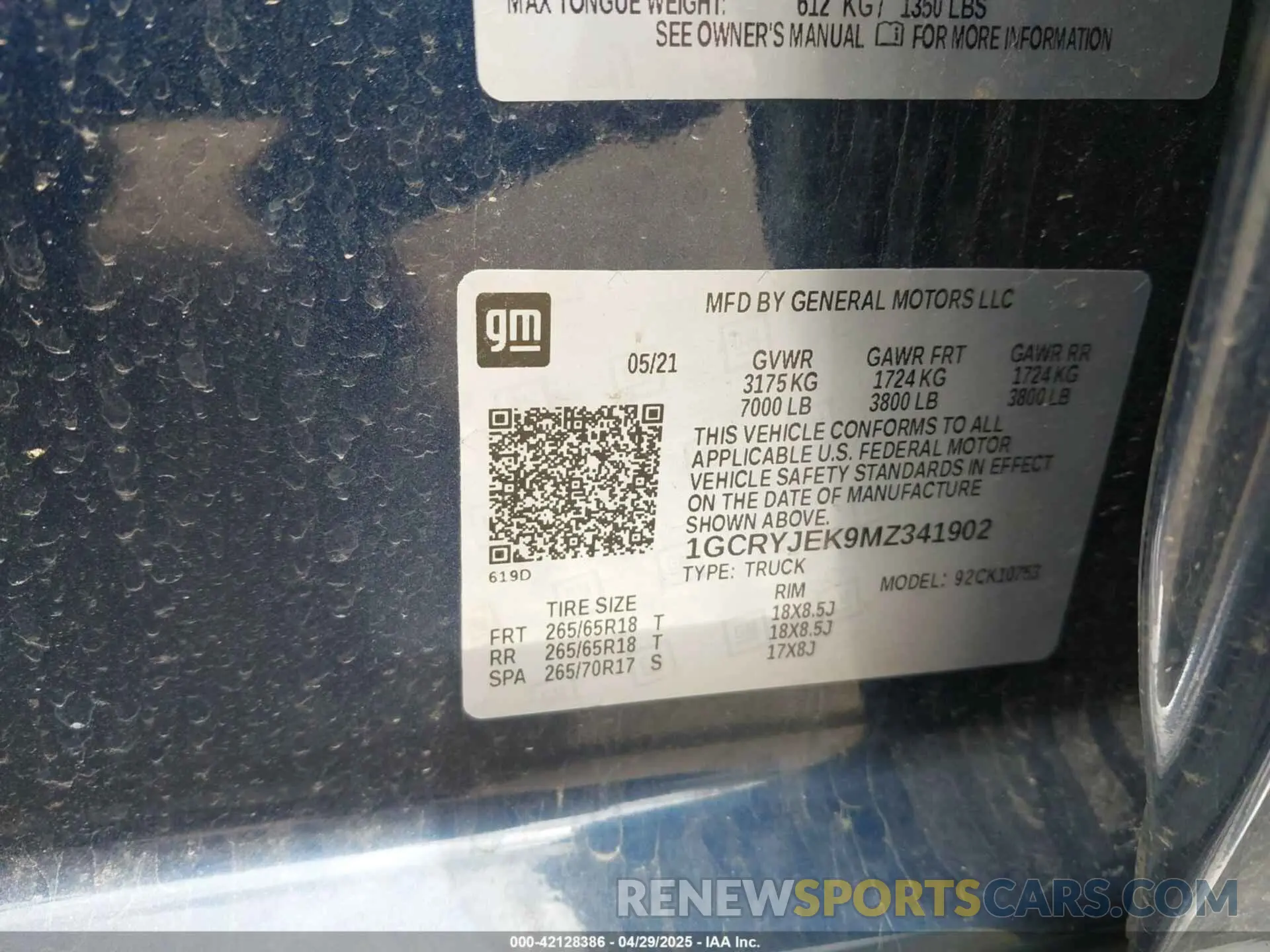 9 Photograph of a damaged car 1GCRYJEK9MZ341902 CHEVROLET SILVERADO 1500 2021
