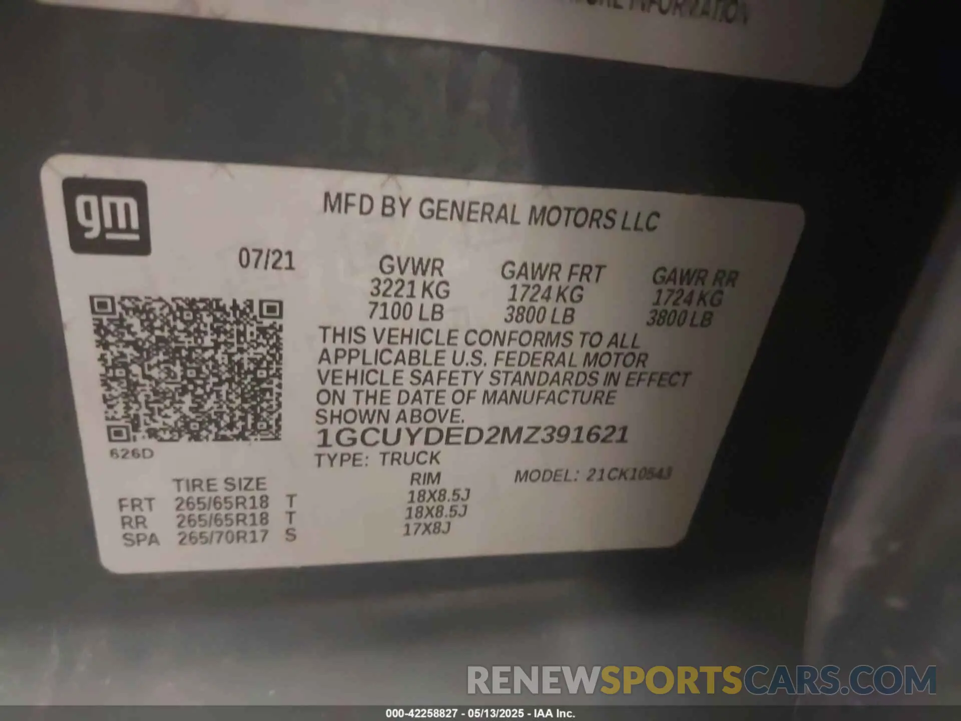 9 Photograph of a damaged car 1GCUYDED2MZ391621 CHEVROLET SILVERADO 1500 2021