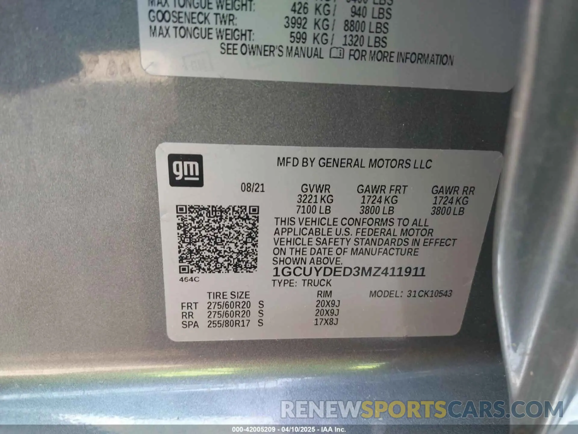 9 Photograph of a damaged car 1GCUYDED3MZ411911 CHEVROLET SILVERADO 1500 2021