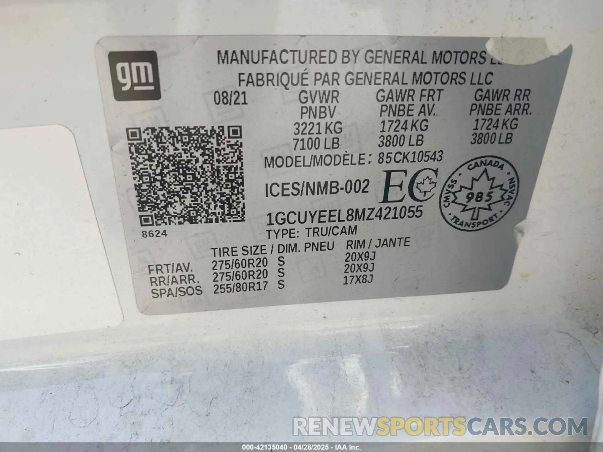 9 Photograph of a damaged car 1GCUYEEL8MZ421055 CHEVROLET SILVERADO 1500 2021