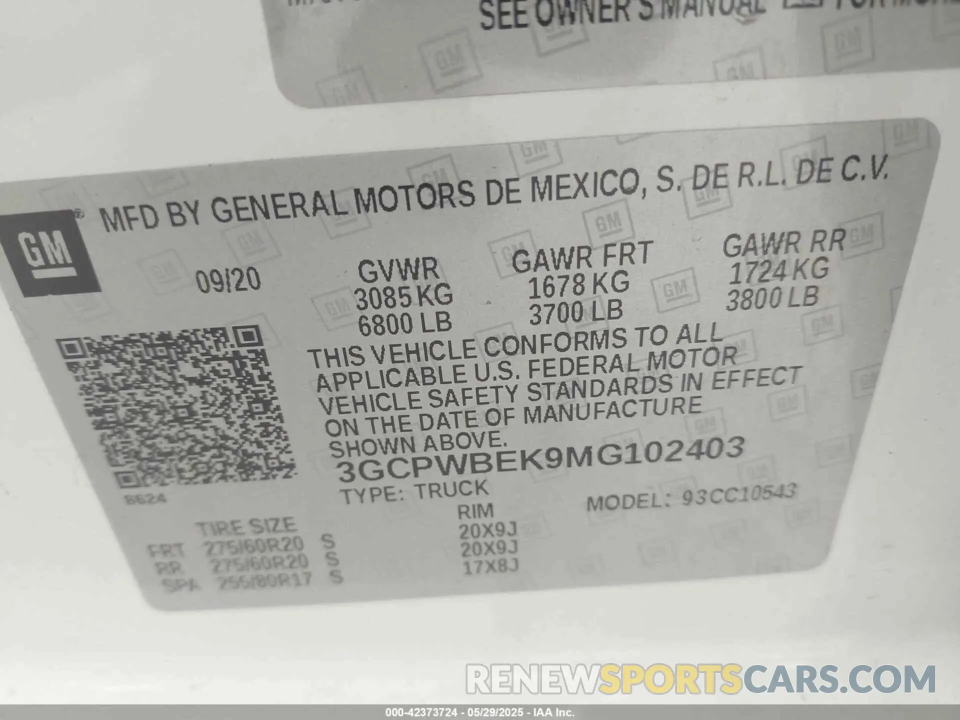9 Photograph of a damaged car 3GCPWBEK9MG102403 CHEVROLET SILVERADO 1500 2021