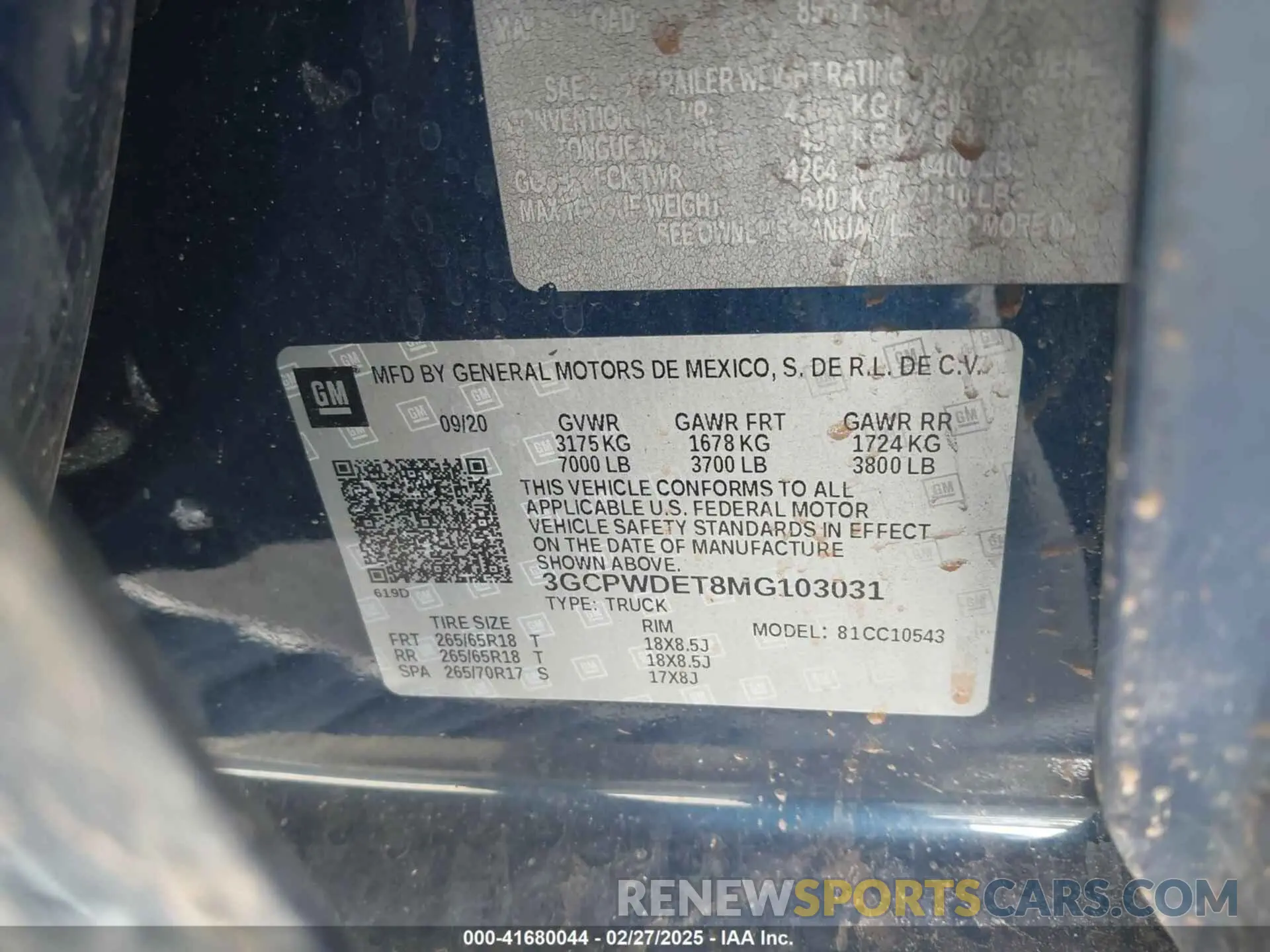 9 Photograph of a damaged car 3GCPWDET8MG103031 CHEVROLET SILVERADO 1500 2021