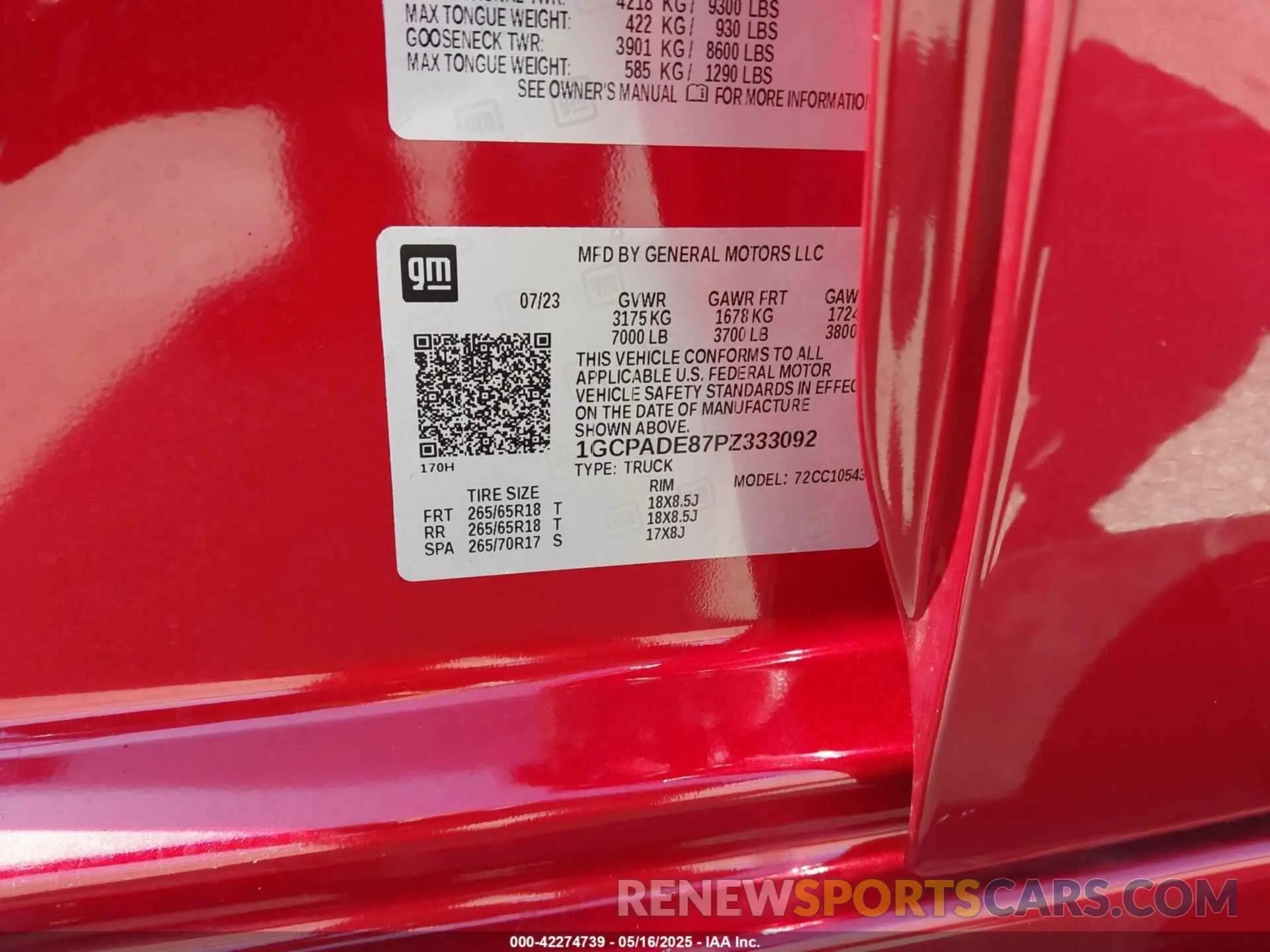 9 Photograph of a damaged car 1GCPADE87PZ333092 CHEVROLET SILVERADO 1500 2023