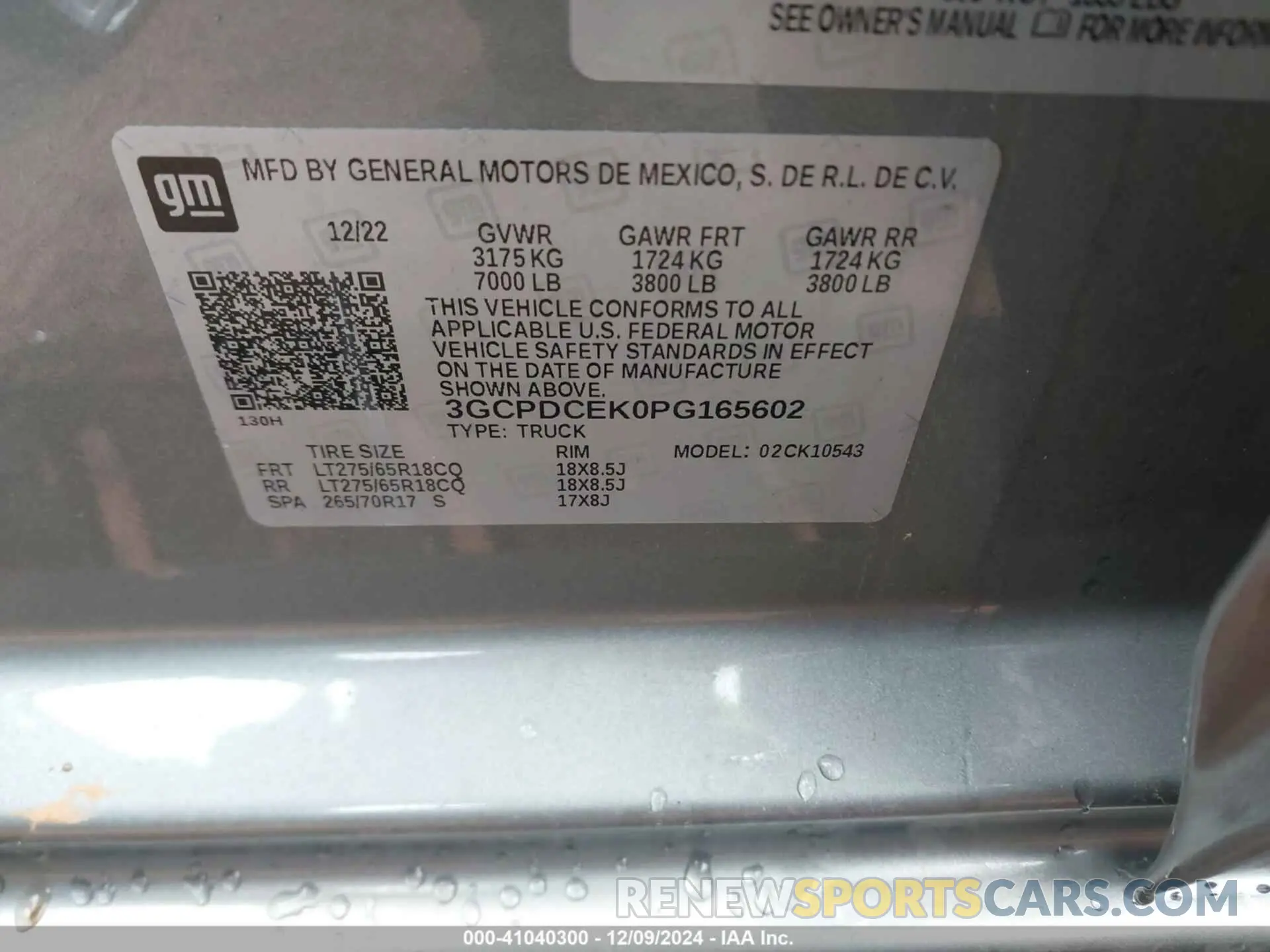 9 Photograph of a damaged car 3GCPDCEK0PG165602 CHEVROLET SILVERADO 1500 2023
