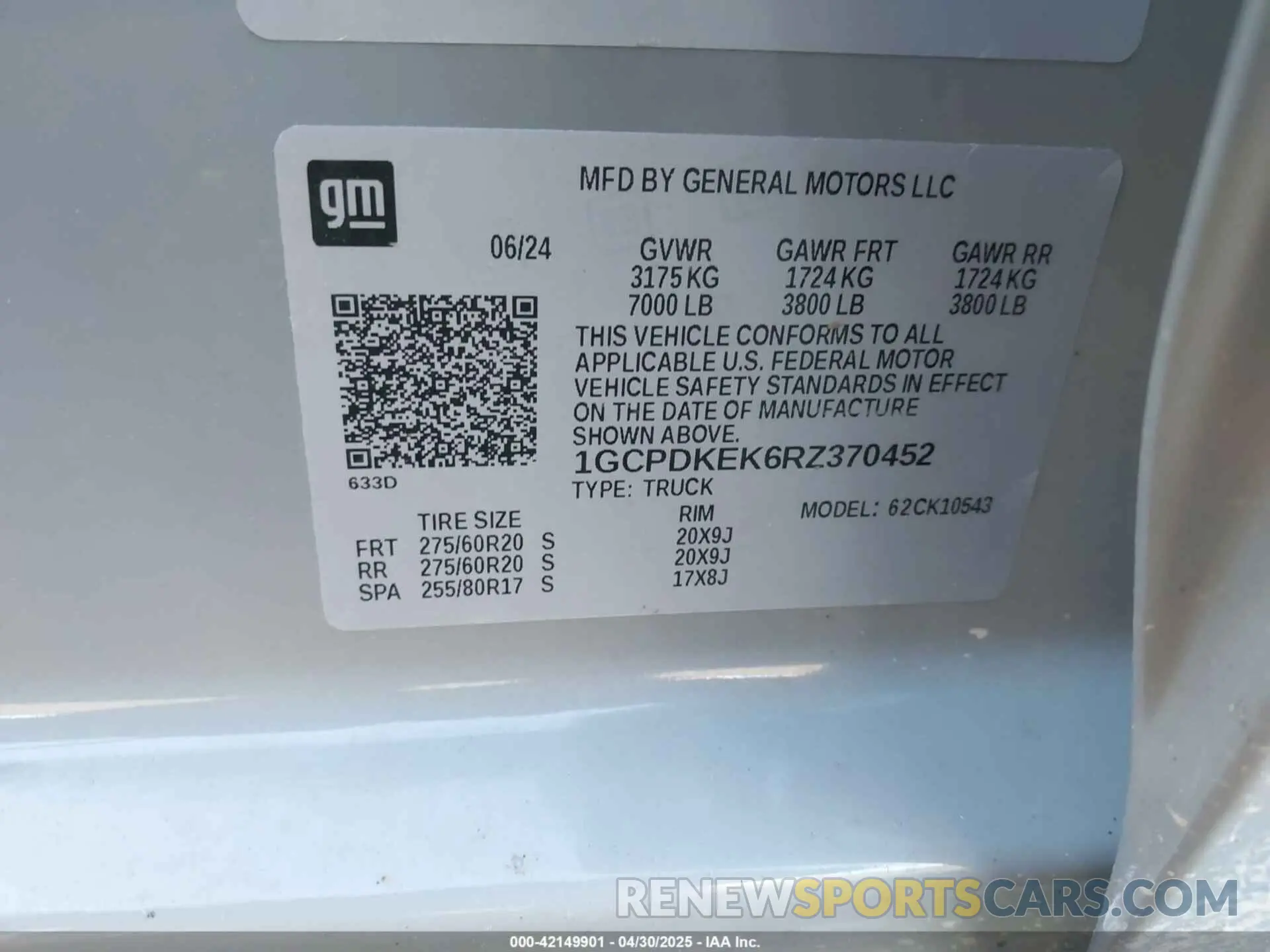 9 Photograph of a damaged car 1GCPDKEK6RZ370452 CHEVROLET SILVERADO 1500 2024