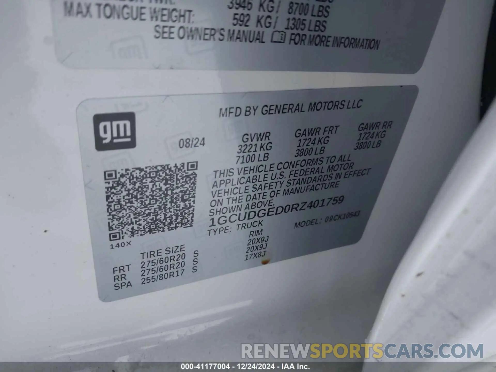 9 Photograph of a damaged car 1GCUDGED0RZ401759 CHEVROLET SILVERADO 1500 2024