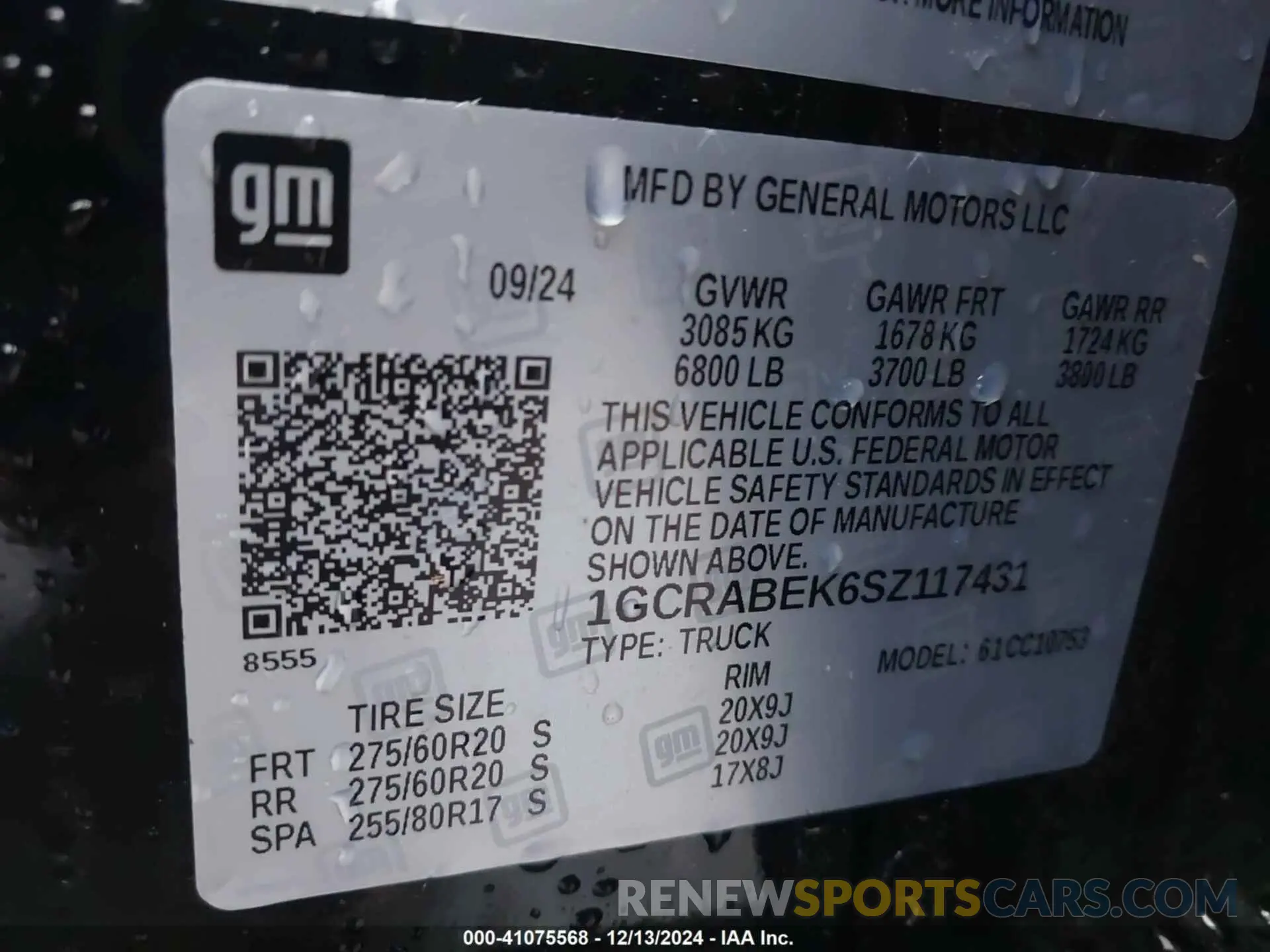 9 Photograph of a damaged car 1GCRABEK6SZ117431 CHEVROLET SILVERADO 1500 2025