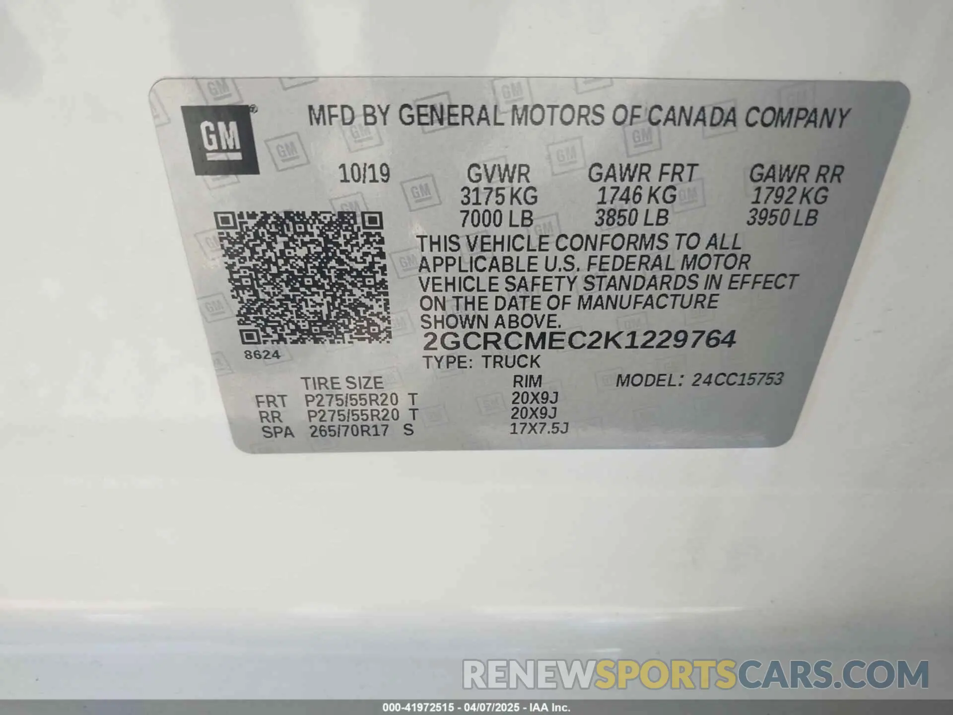 9 Photograph of a damaged car 2GCRCMEC2K1229764 CHEVROLET SILVERADO 1500 LD 2019