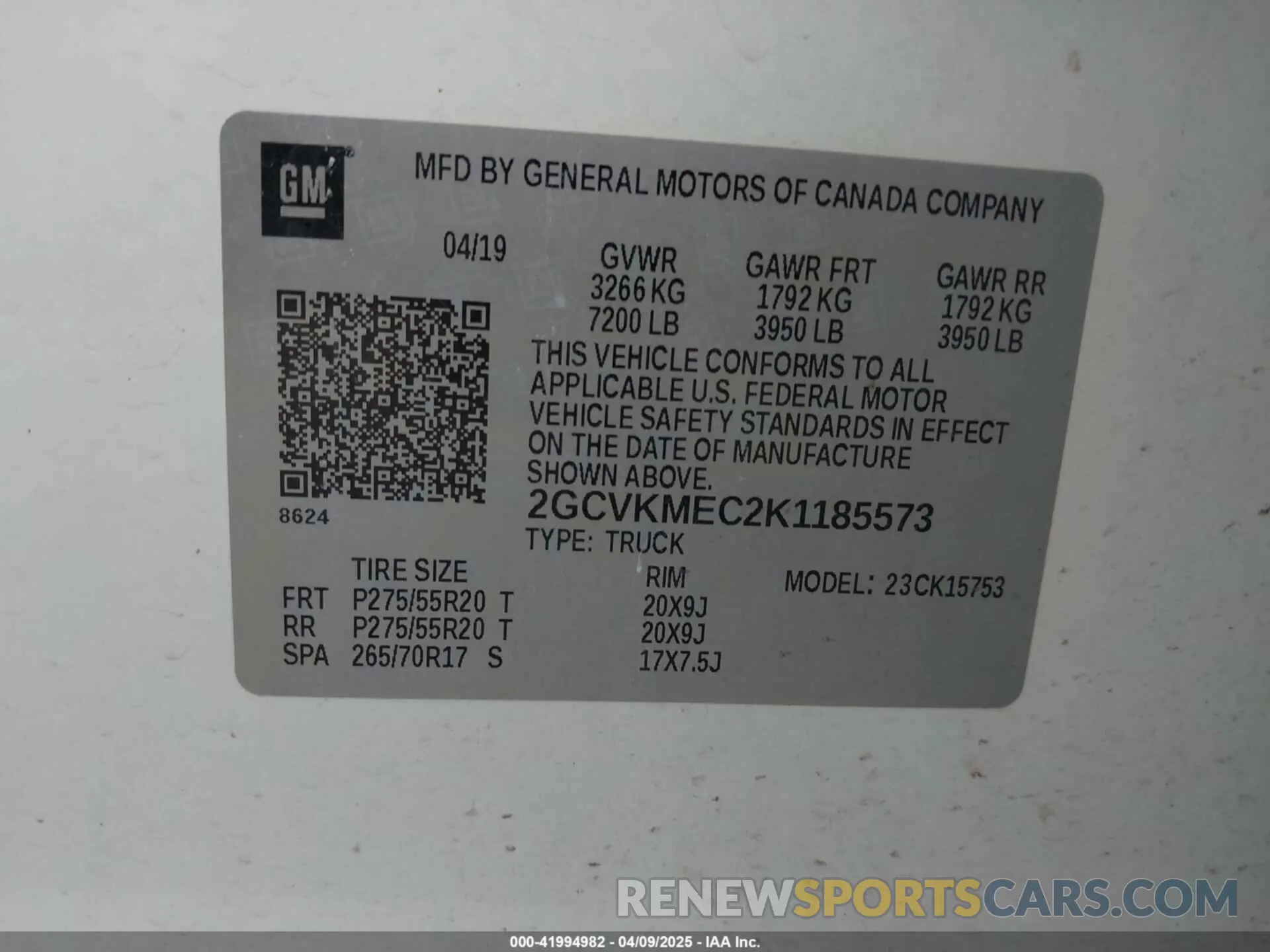 9 Photograph of a damaged car 2GCVKMEC2K1185573 CHEVROLET SILVERADO 1500 LD 2019