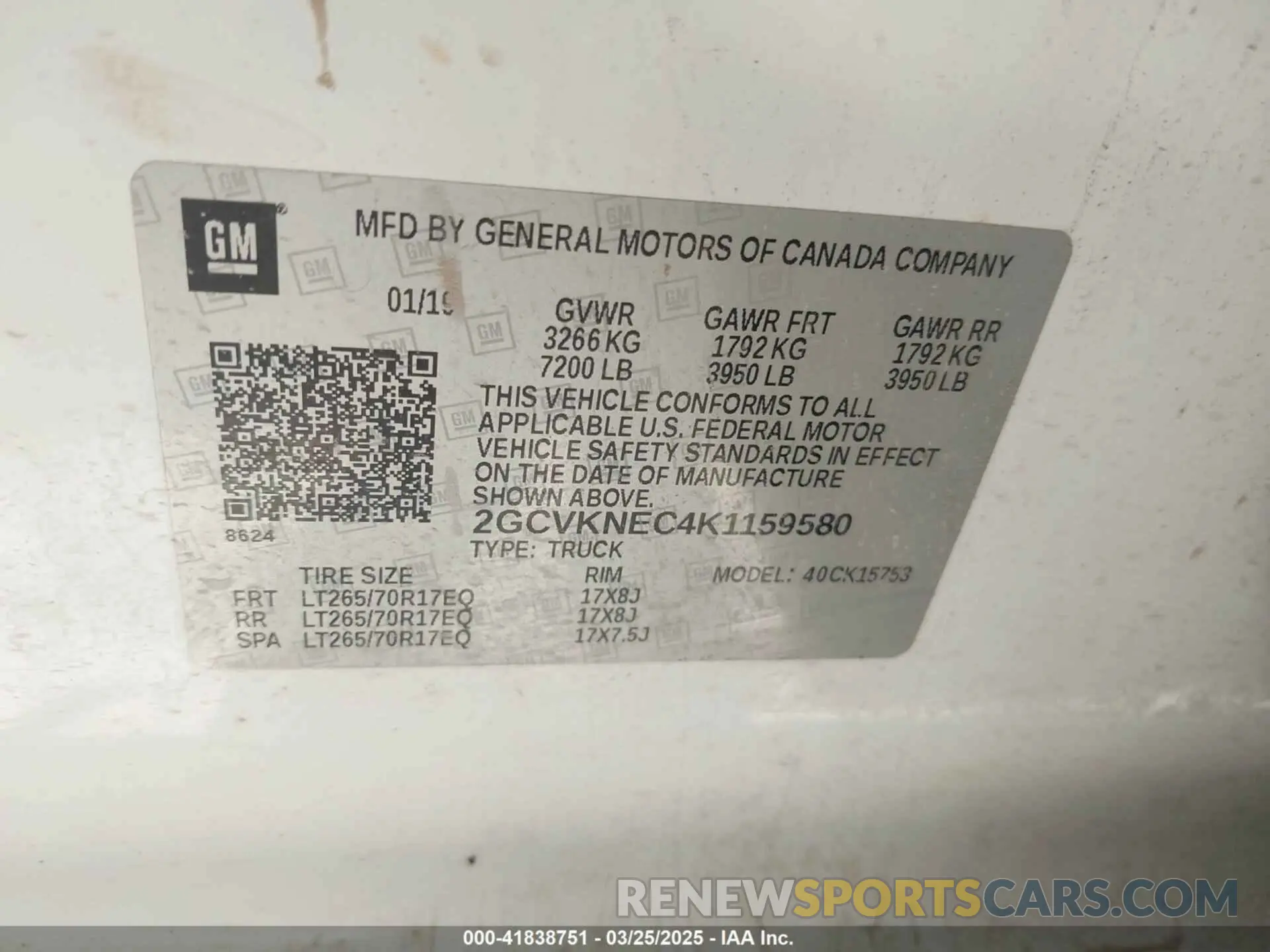9 Photograph of a damaged car 2GCVKNEC4K1159580 CHEVROLET SILVERADO 1500 LD 2019