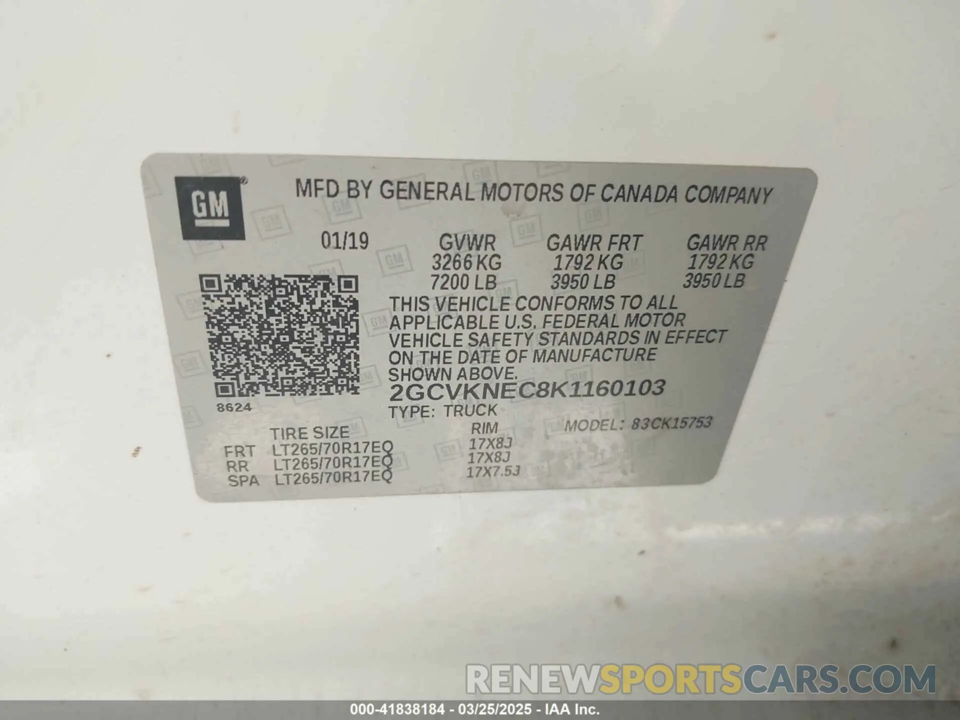 9 Photograph of a damaged car 2GCVKNEC8K1160103 CHEVROLET SILVERADO 1500 LD 2019