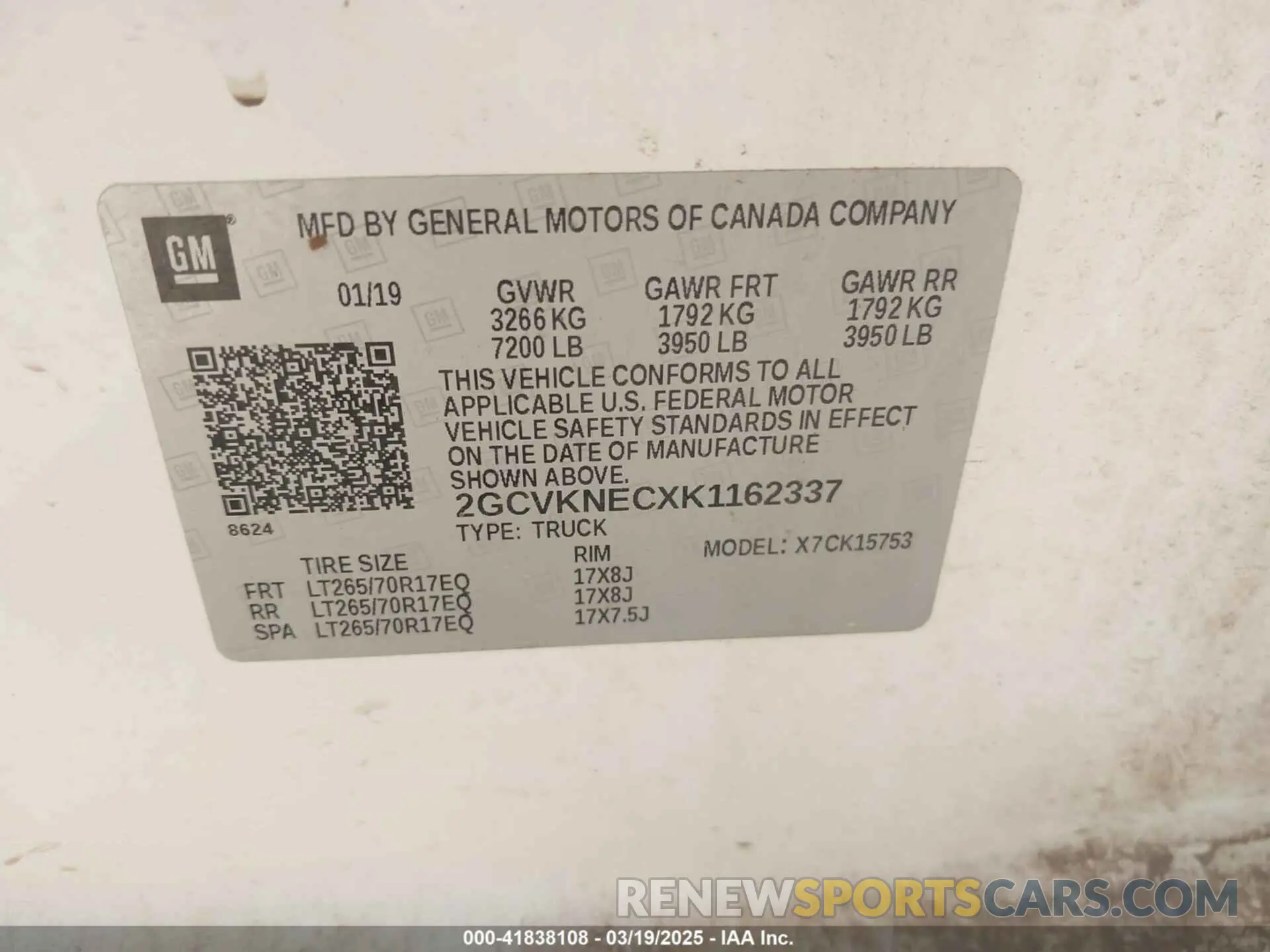9 Photograph of a damaged car 2GCVKNECXK1162337 CHEVROLET SILVERADO 1500 LD 2019