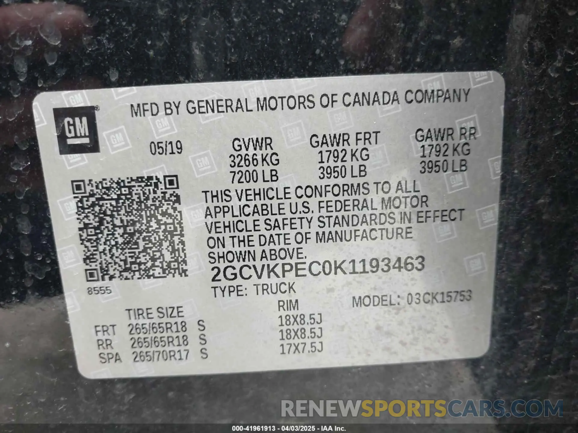 9 Photograph of a damaged car 2GCVKPEC0K1193463 CHEVROLET SILVERADO 1500 LD 2019