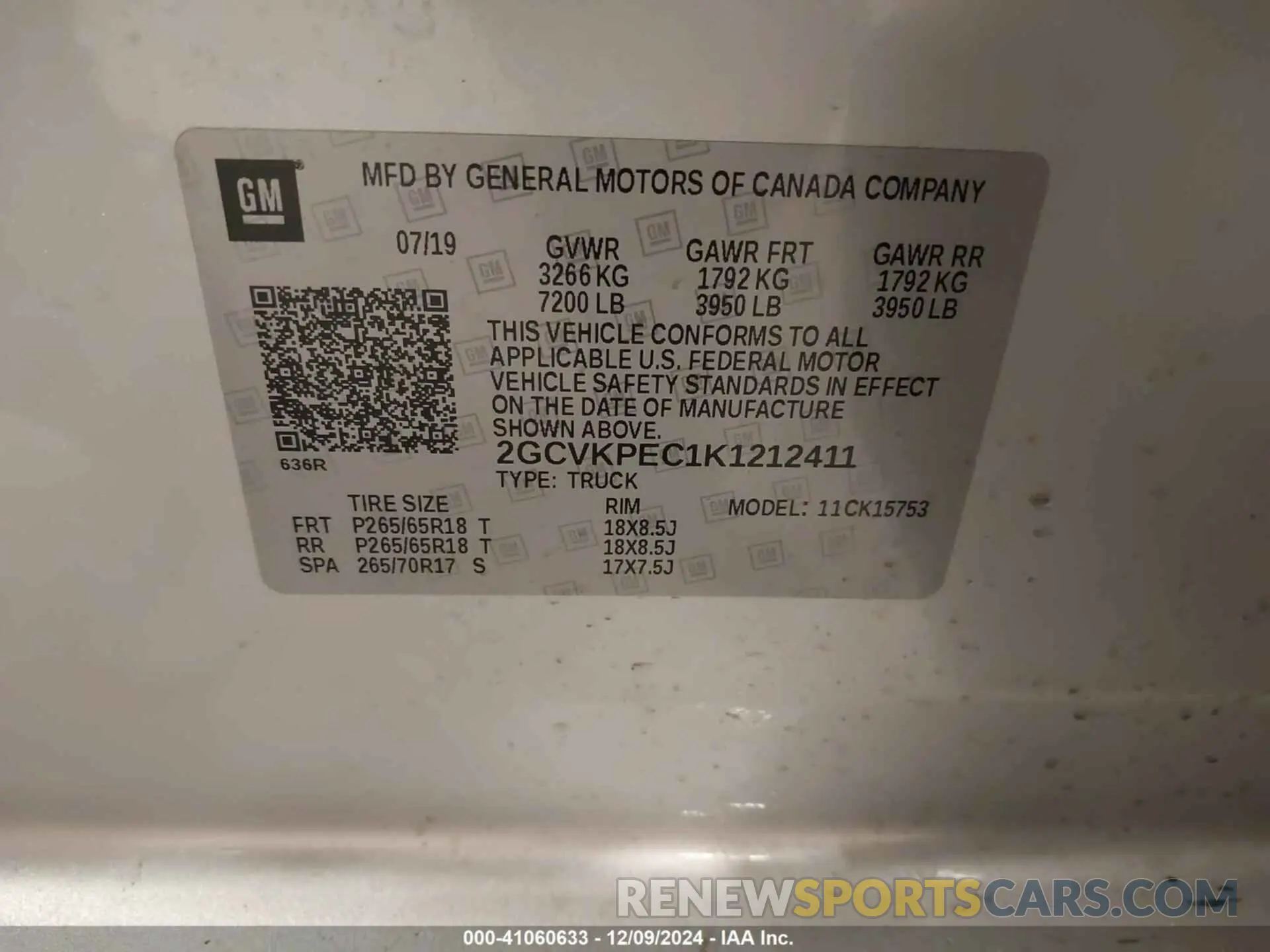 9 Photograph of a damaged car 2GCVKPEC1K1212411 CHEVROLET SILVERADO 1500 LD 2019
