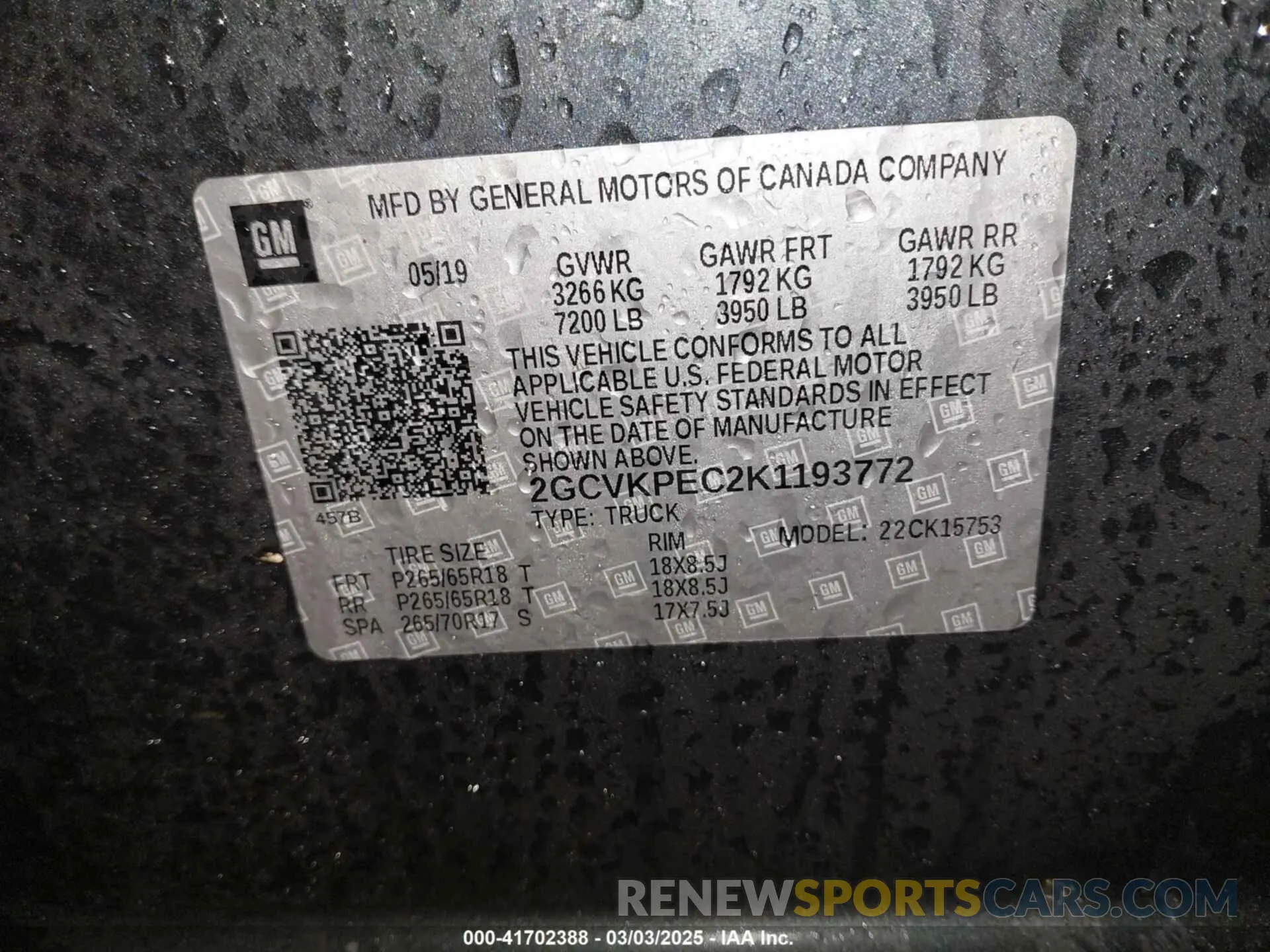 9 Photograph of a damaged car 2GCVKPEC2K1193772 CHEVROLET SILVERADO 1500 LD 2019