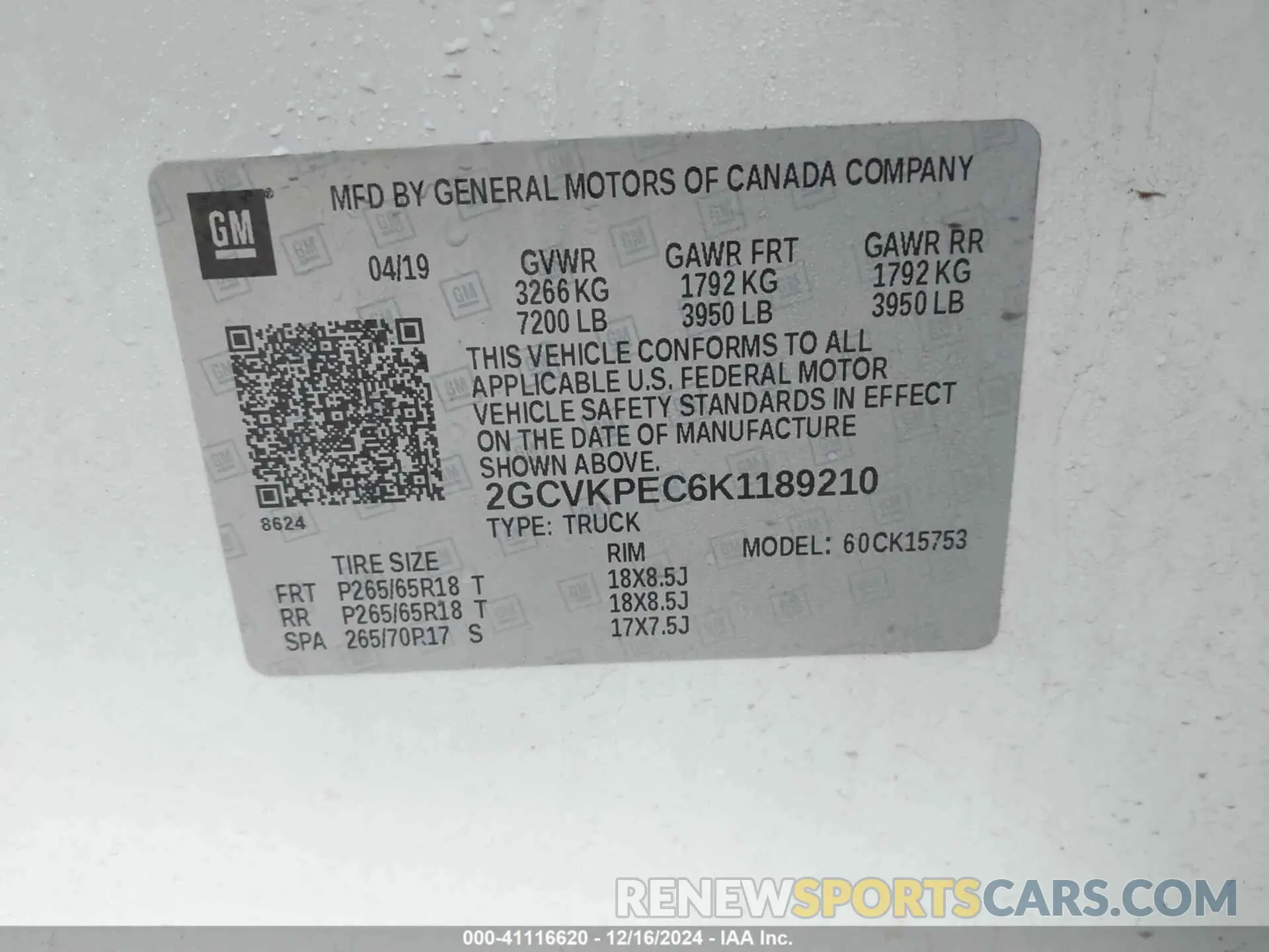 9 Photograph of a damaged car 2GCVKPEC6K1189210 CHEVROLET SILVERADO 1500 LD 2019
