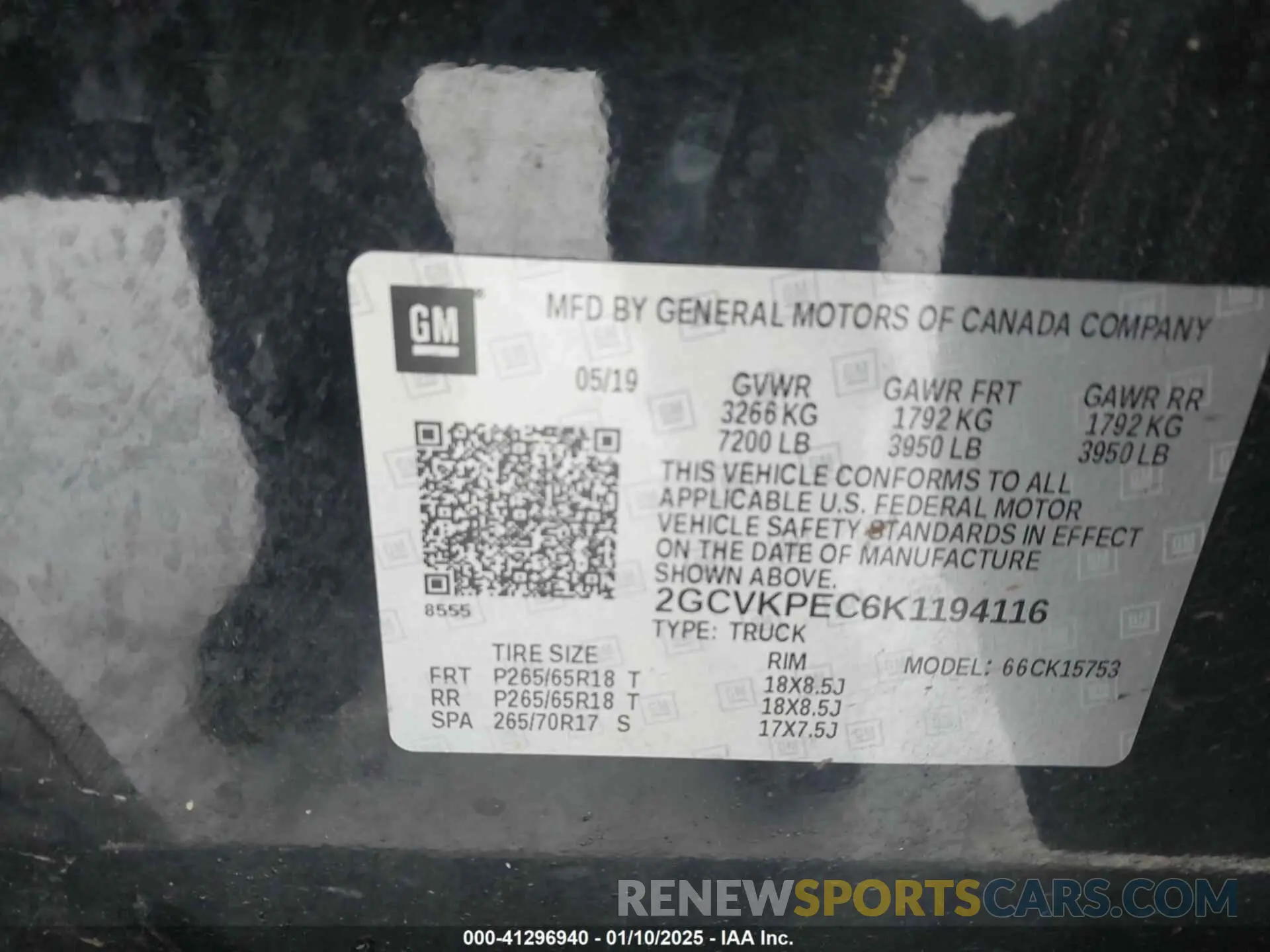9 Photograph of a damaged car 2GCVKPEC6K1194116 CHEVROLET SILVERADO 1500 LD 2019