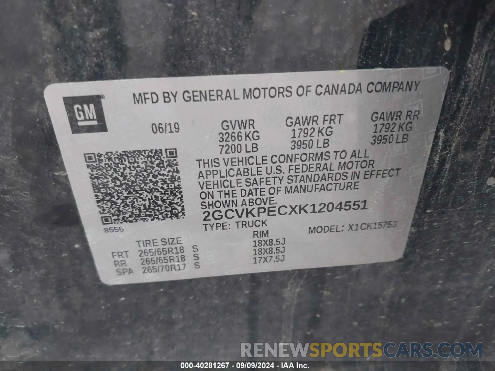 9 Photograph of a damaged car 2GCVKPECXK1204551 CHEVROLET SILVERADO 1500 LD 2019
