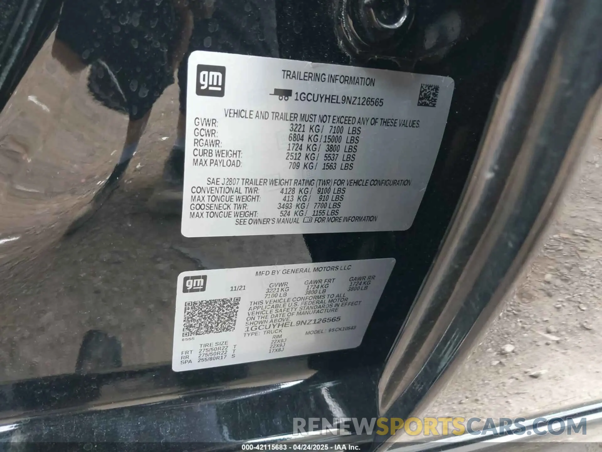 9 Photograph of a damaged car 1GCUYHEL9NZ126565 CHEVROLET SILVERADO 1500 LTD 2022