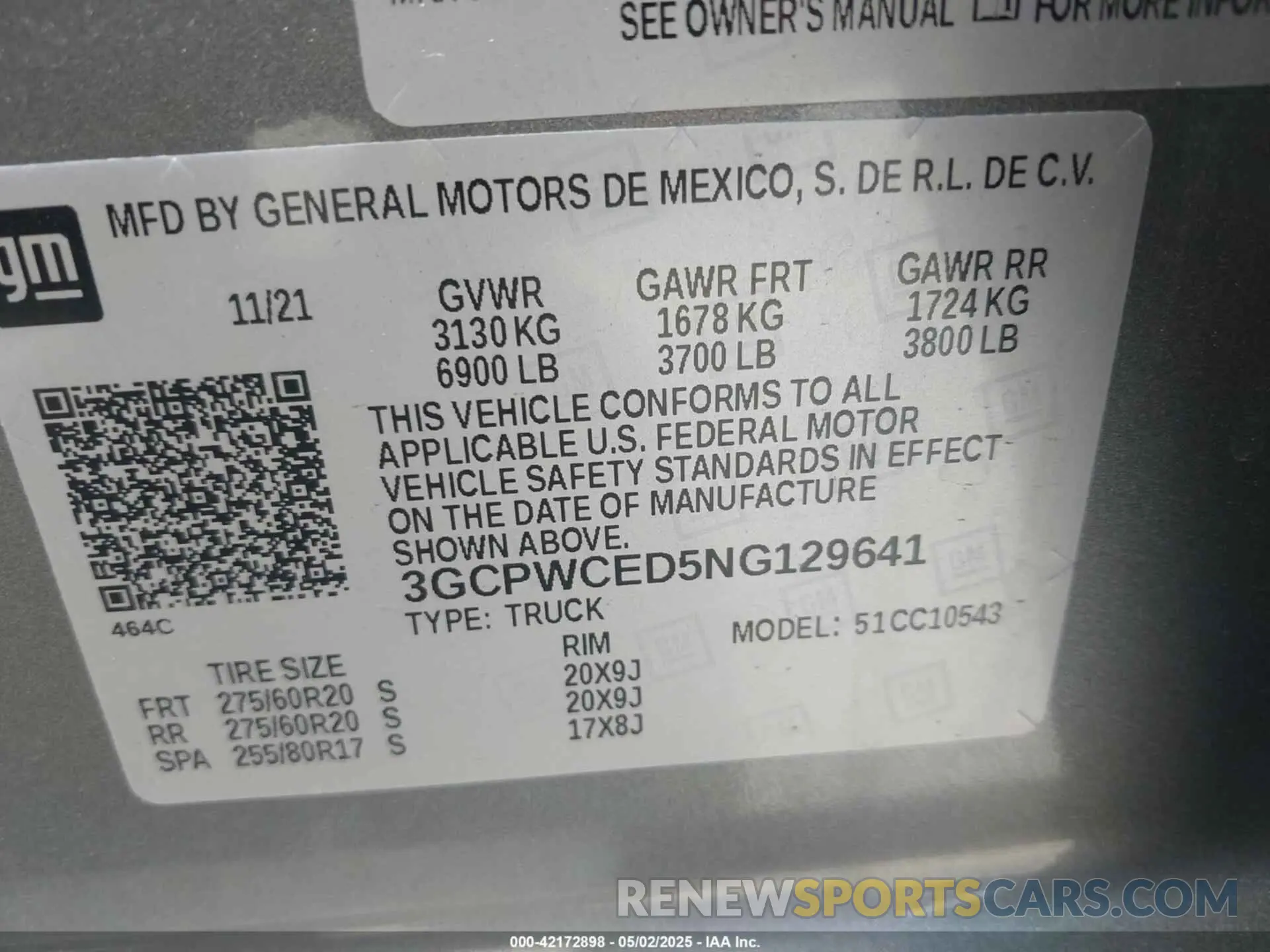 9 Photograph of a damaged car 3GCPWCED5NG129641 CHEVROLET SILVERADO 1500 LTD 2022